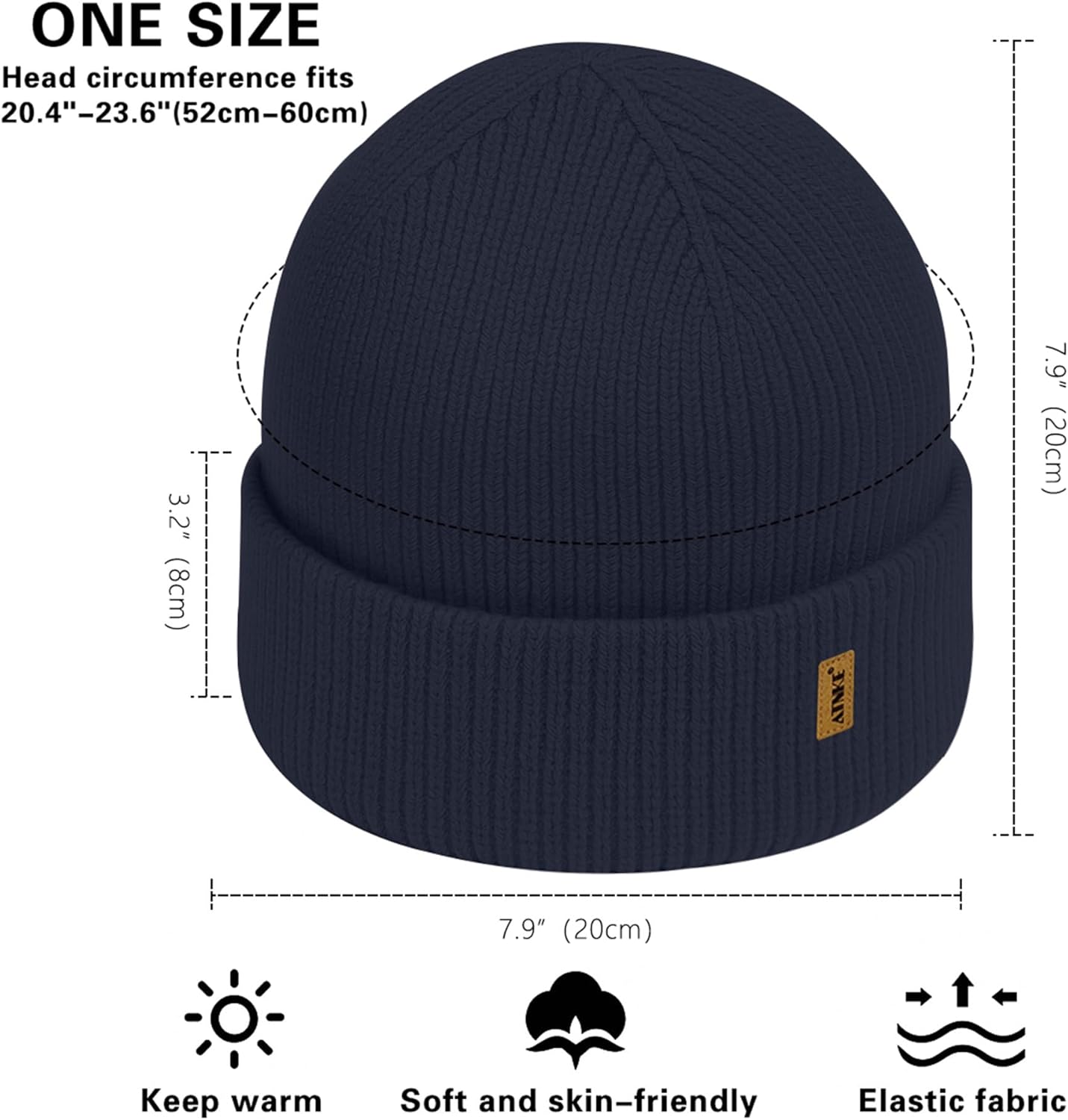 ATNKE Beanie for Men Women, Soft Warm Fleece Lined Winter Ski Beanies Hat Unisex Thick Stocking Knit Cuffed Skull Cap - Image 4