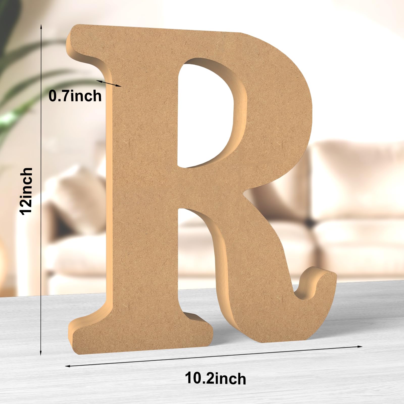 Aruatu 12 Inch Balsa Wooden Letters Unfinished Wood Letters for Wall Decor Decorative Standing Letters Large Letters for wall Decoration for Craft Home Party Projects (R) - Image 2