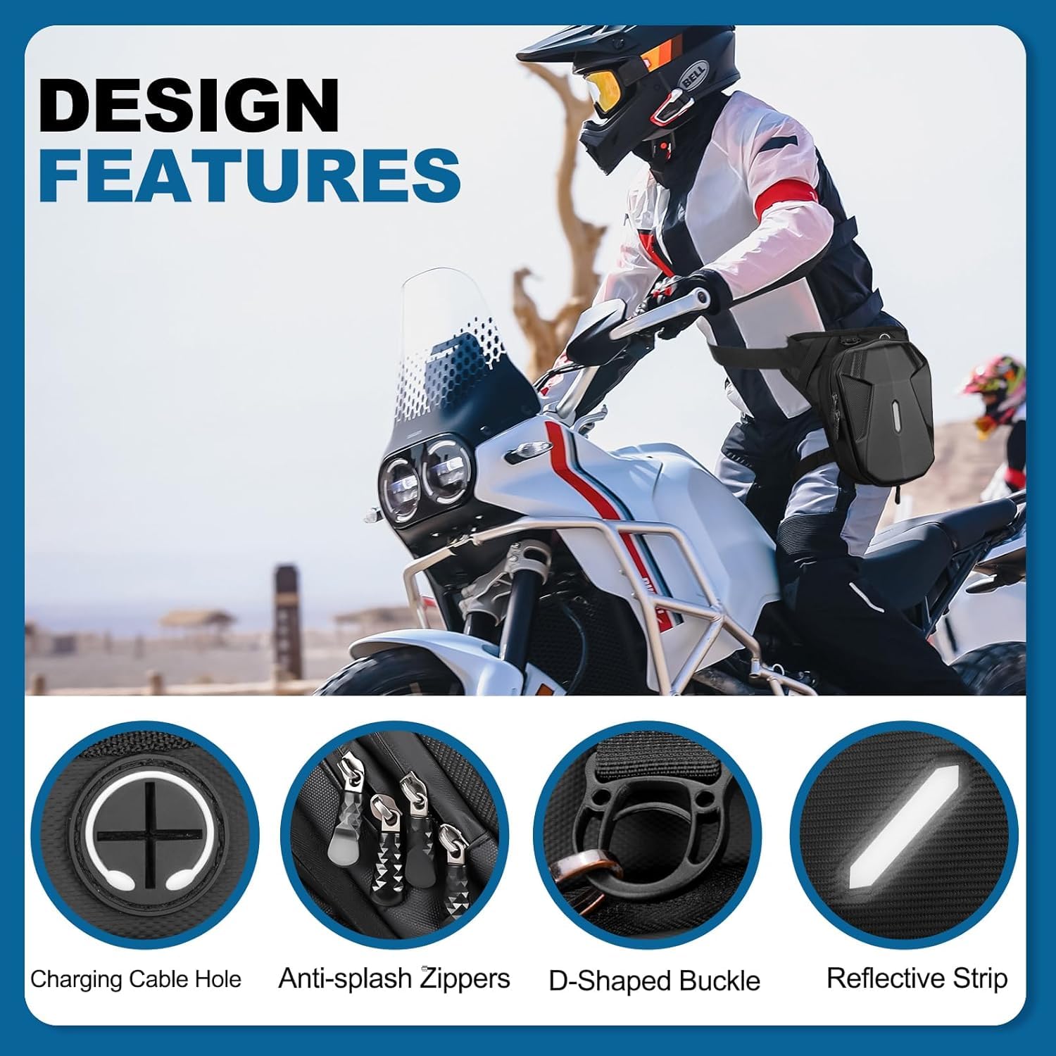 Robuste Motorrad Tasche Bein für BMW R 1200 RT 2006-2019 | Erweiterbare Aufbewahrung Tankrucksack Sport Beintasche für Laufen