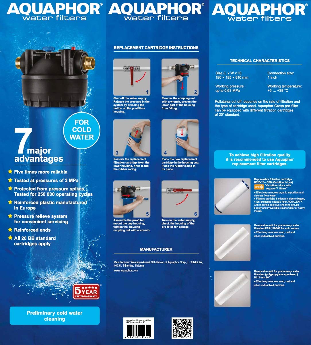 Alloggiamento filtro acqua Aquaphor (alloggiamento lordo 20" x 4,5")