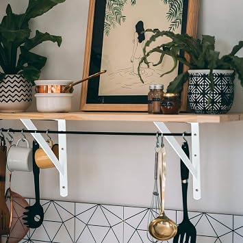 10 Pack 16 Inch Shelf Brackets Heavy Duty Right Angle Bracket Triangle Shelf Brackets Steel Floating Shelf Bracket, Hanging Iron Shelving Wall Angel Corner Brace, White