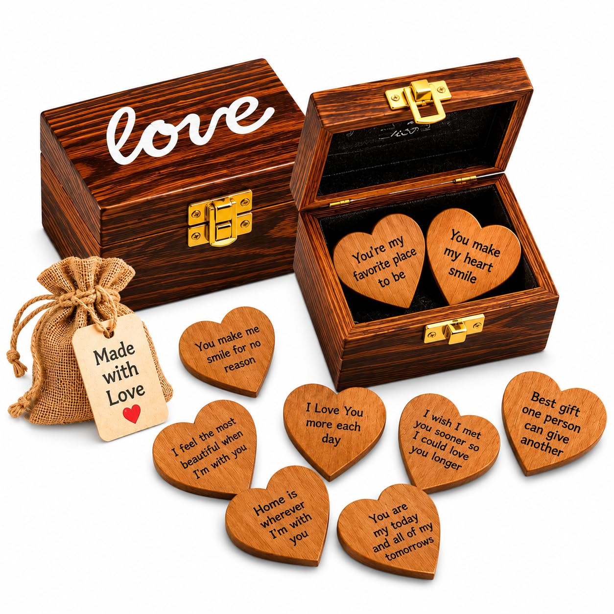 Artistic India Artistic (Tm - I Love You Gift Of 15 Hearts With Beautiful Love Quotes Printed On Wooden Hearts, Unique Way To Say I Love You, For Wife/Girl Friend/Husband/Boy Friend