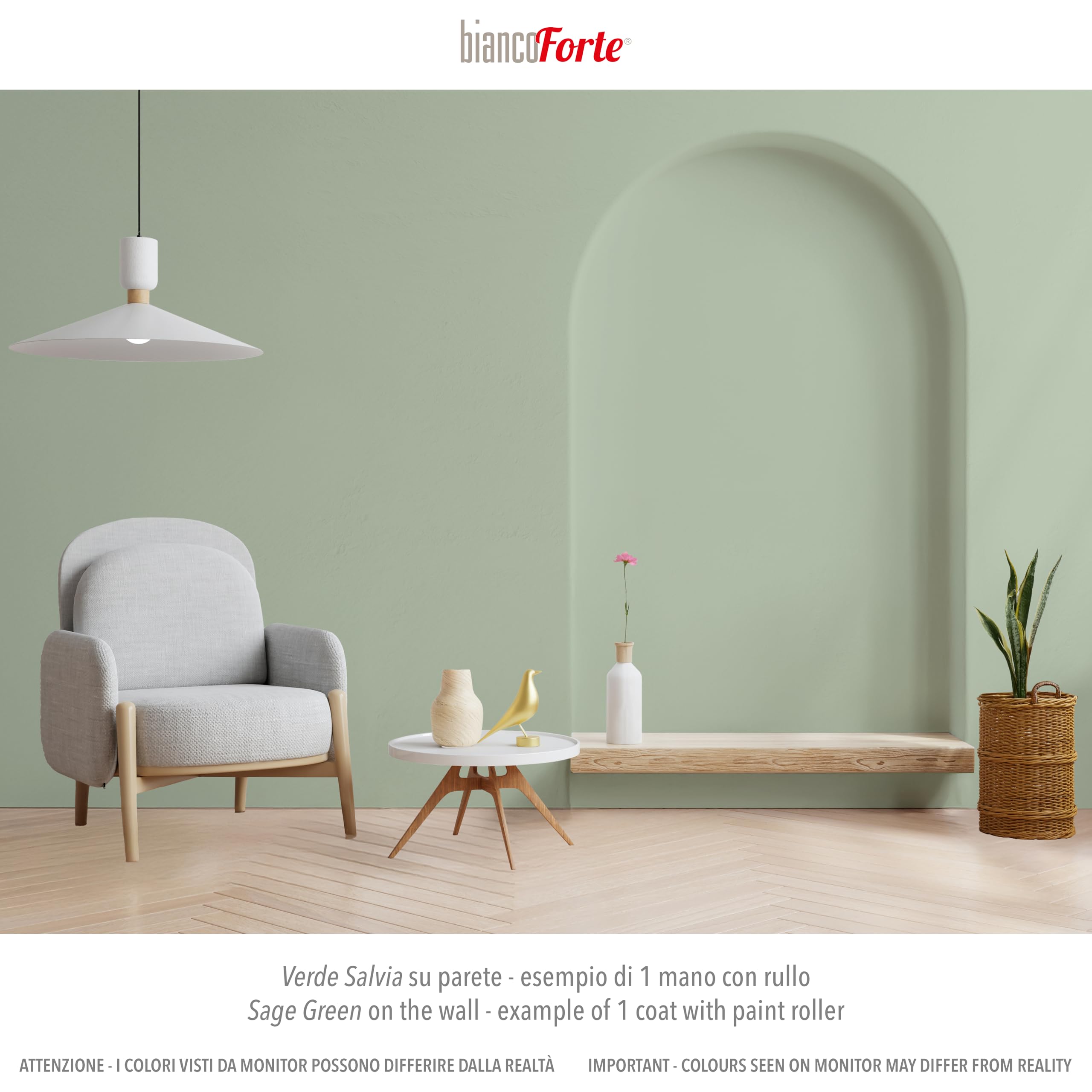 Bianco Forte Peinture à la Craie & Vernis 2-en-1 250ml Vert Sauge Finition Mate Intérieur Extérieur