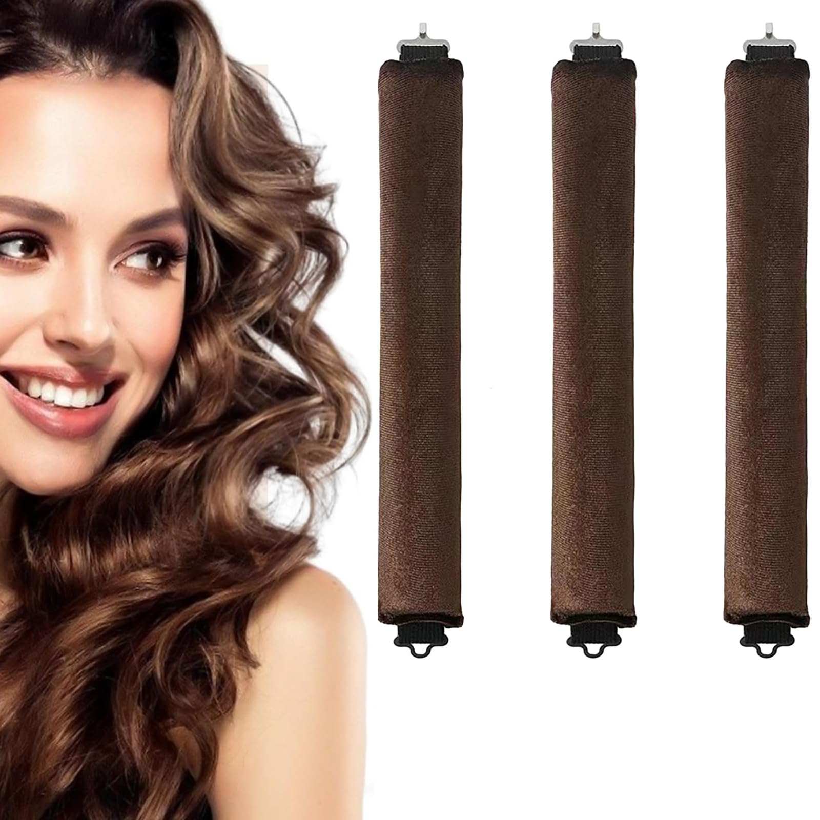 Rizadores de Pelo Sin Calor Lazy Curler Set, Sin Calor Rizadores de Pelo, Rizos Sin Calor con Clip, DIY Rizador Pelo Ondas Sin Calo, Rulos Pelo Para Mujeres con Cabello Medio y Largo (El Marrón, 1)