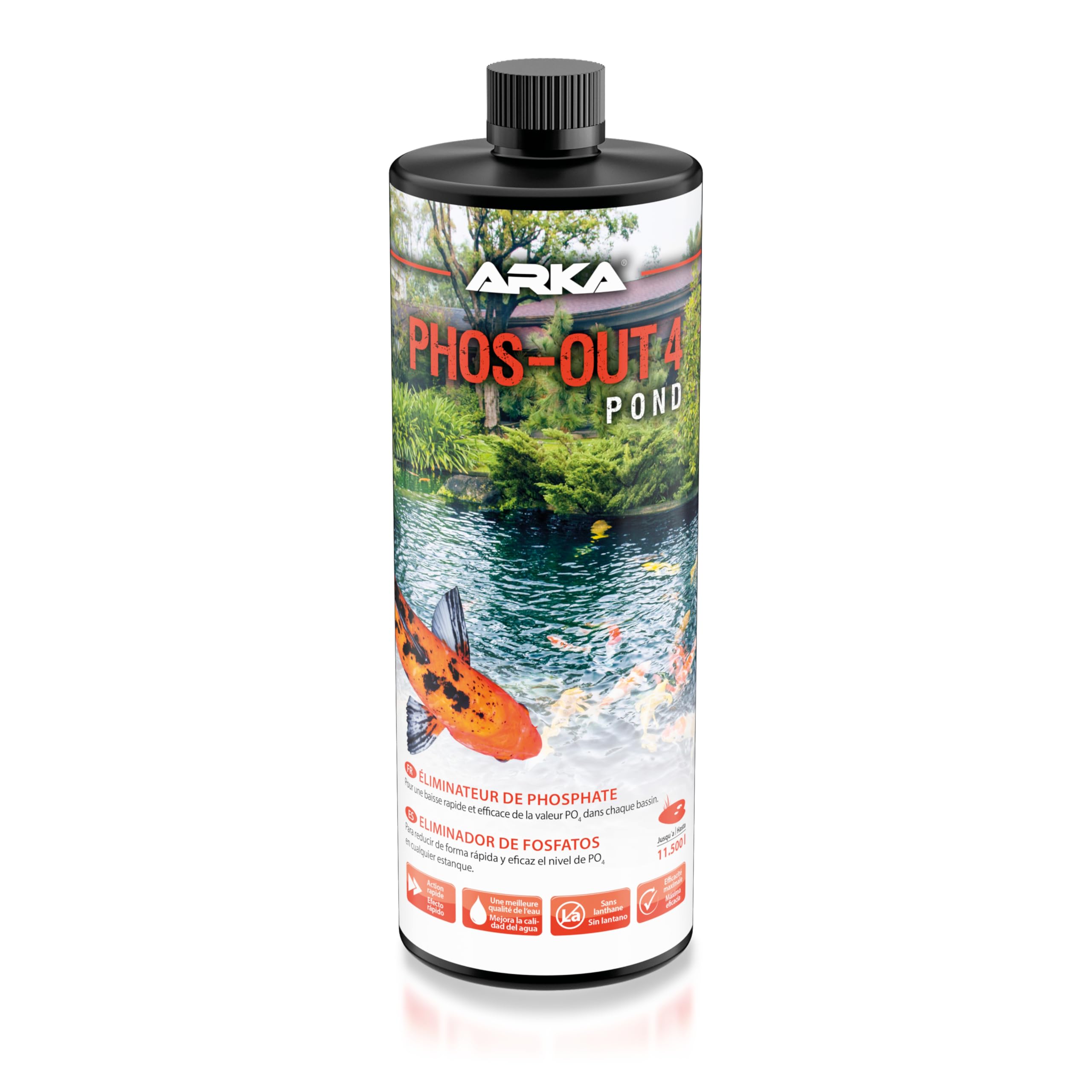 Anti-Phosphates pour Bassin 946 ML - Phos-Out 4 Réduction PO4 | anti-phosphates, sans lanthane, baisse rapide du PO4, contre algues, bassin de baignade, bassin de jardin, bassin à koïs