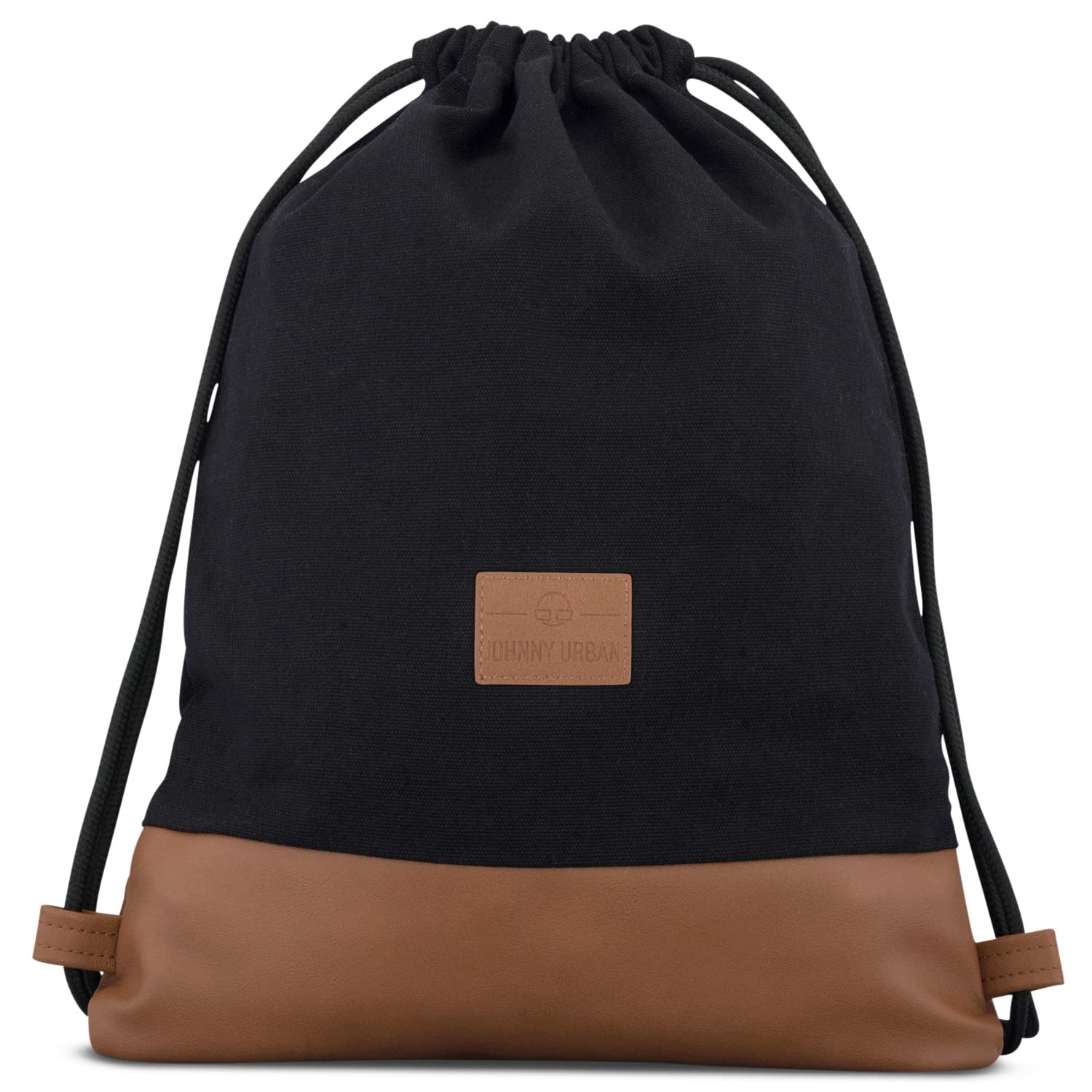 Johnny Urban Turnbeutel Damen & Herren Schwarz - Luke - Beutel Rucksack mit Kordelzug - Baumwoll Canvas - Kleine Innentasche für Wertsachen