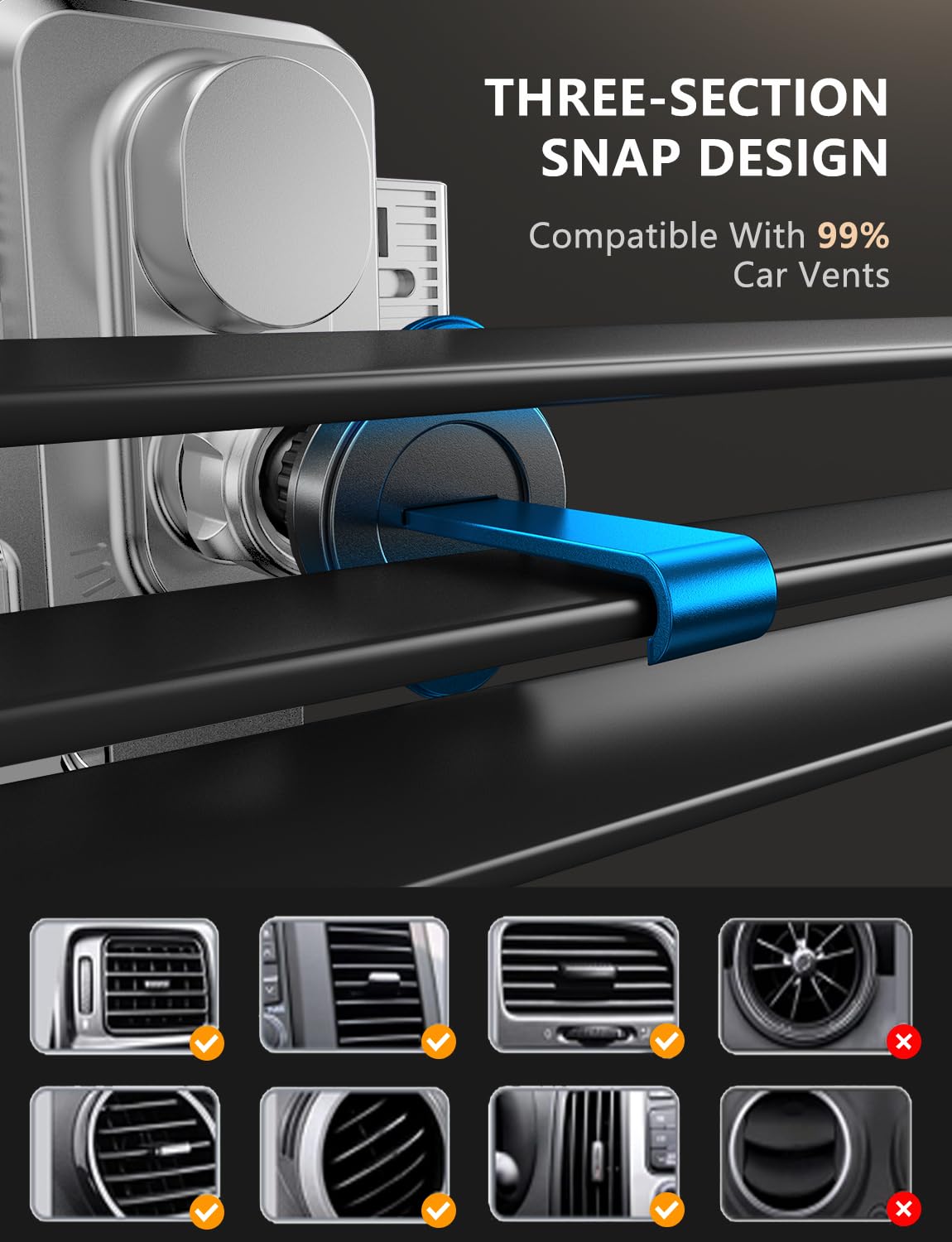 JOYMASS Cargador inalámbrico de coche, soportes de teléfono para tu coche, 15 W, soporte de teléfono de sujeción automática, accesorios de coche para iPhone 16, 15, 14, 13, 12 Mini Pro Max, Samsung