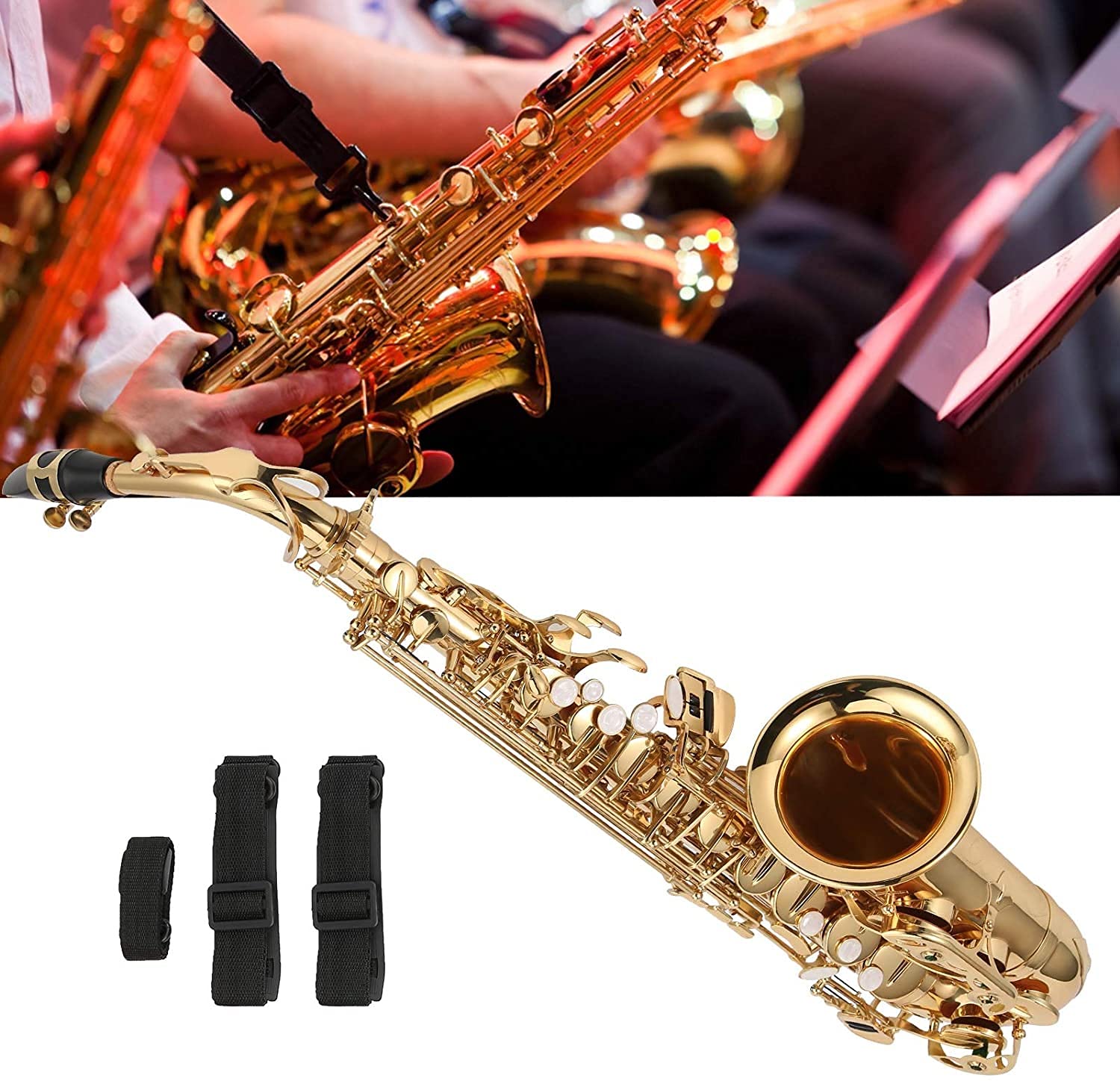 Alto Saxophone, EB Alto Sax Messing Saxophon Musical Instrument Equipment Antrag auf professionelle Auftritte, alle Arten von Musikliebhabern (Color : Silver)