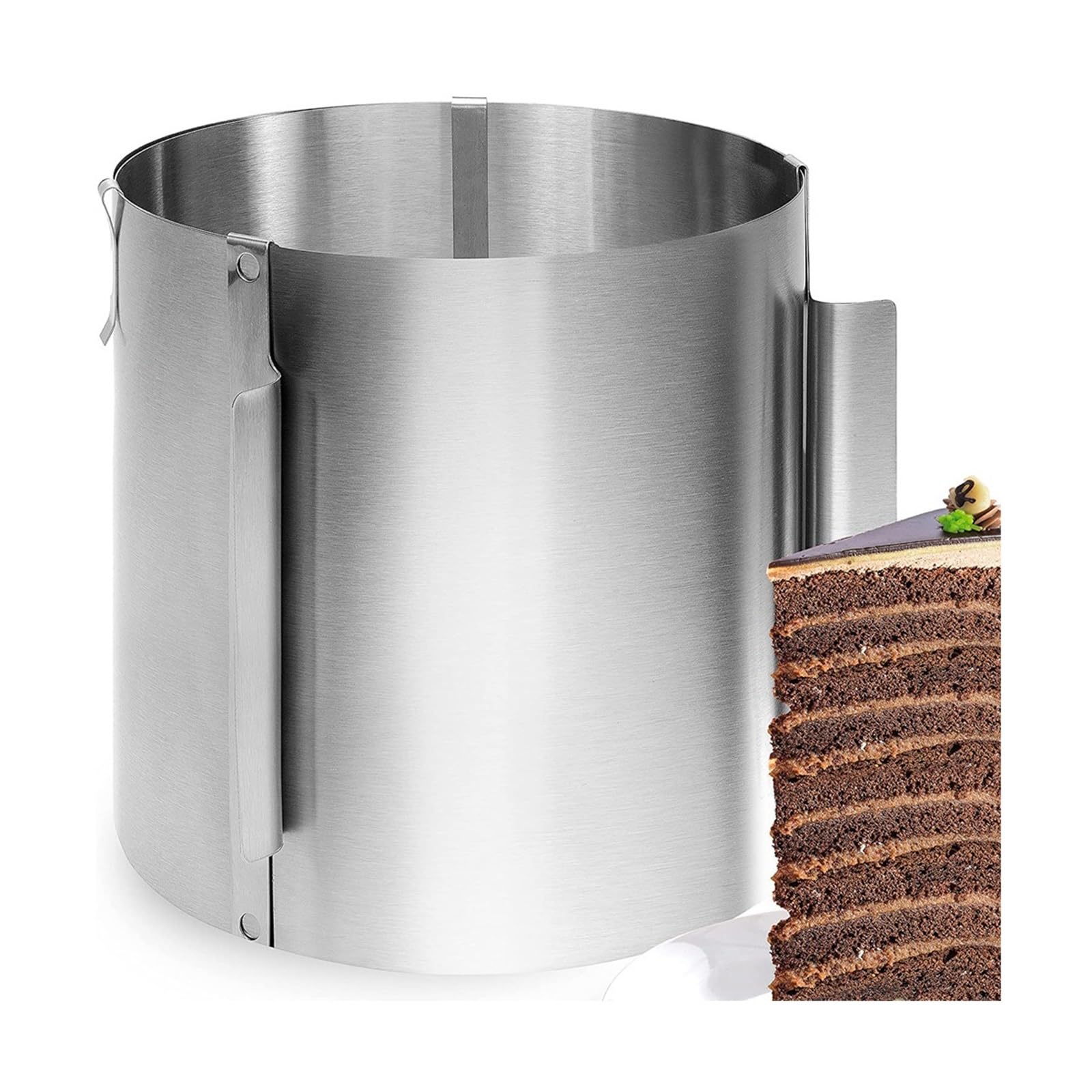 Aro for Tartas Ajustable Alto 20 cm - for Hornear de Acero Inoxidable Molde for for una fácil preparación para Mous, Postre, Pastele