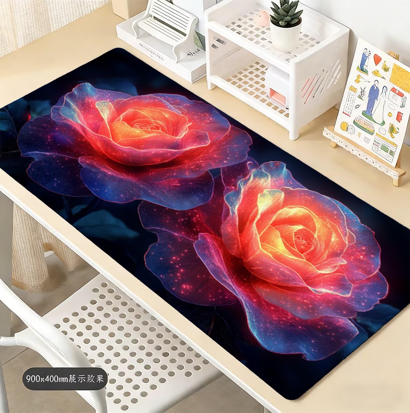 Dream Podkładka pod mysz XXL 1000 x 500 mm, duża podkładka pod mysz dla graczy, różowa, pod biurko, szyte krawędzie, wodoodporna, antypoślizgowa, do komputera, laptopa poprawia dokładność i szybkość H