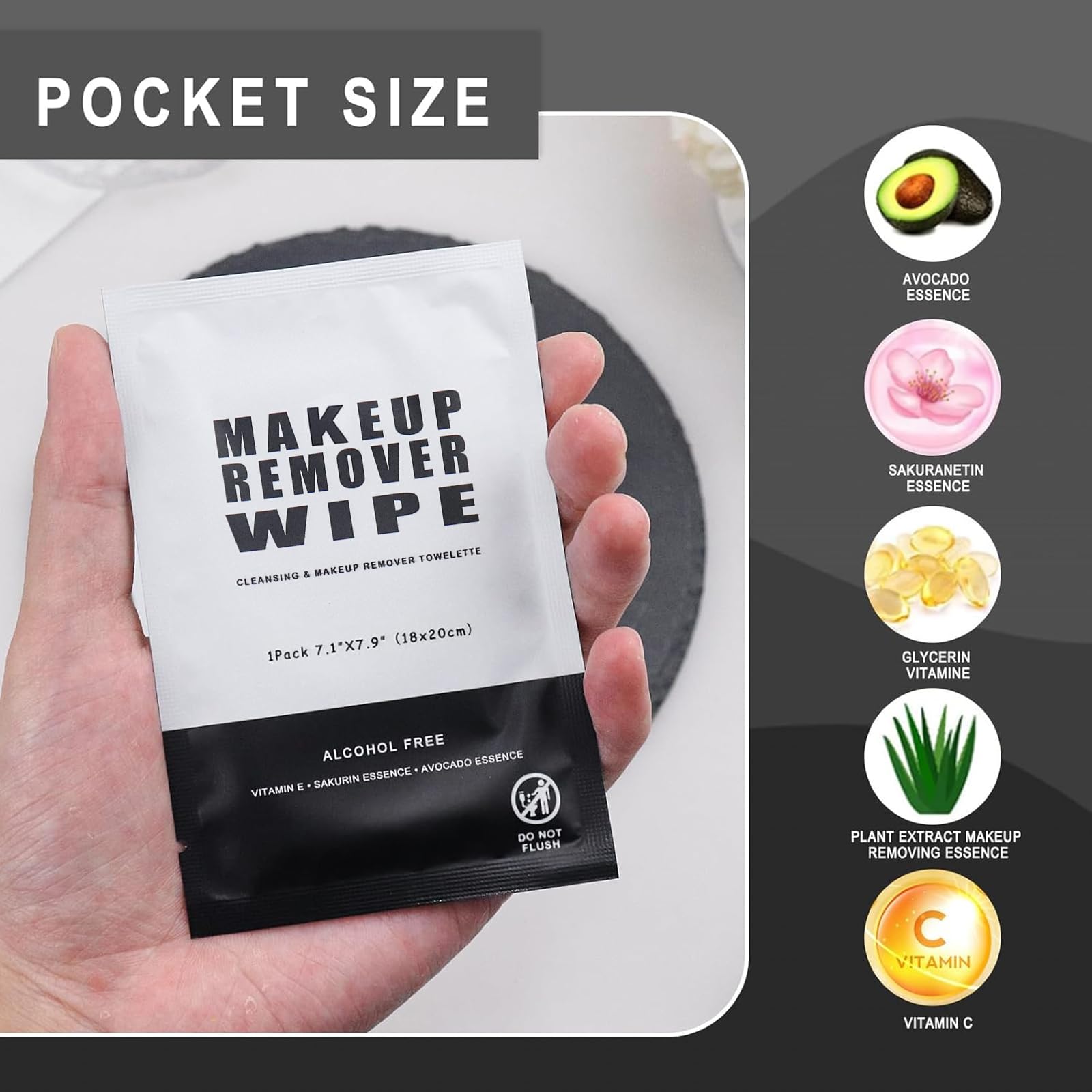 100 Count Makeup Remover Wipes Individually Wrapped,Individual Wet Wipes - Image 3