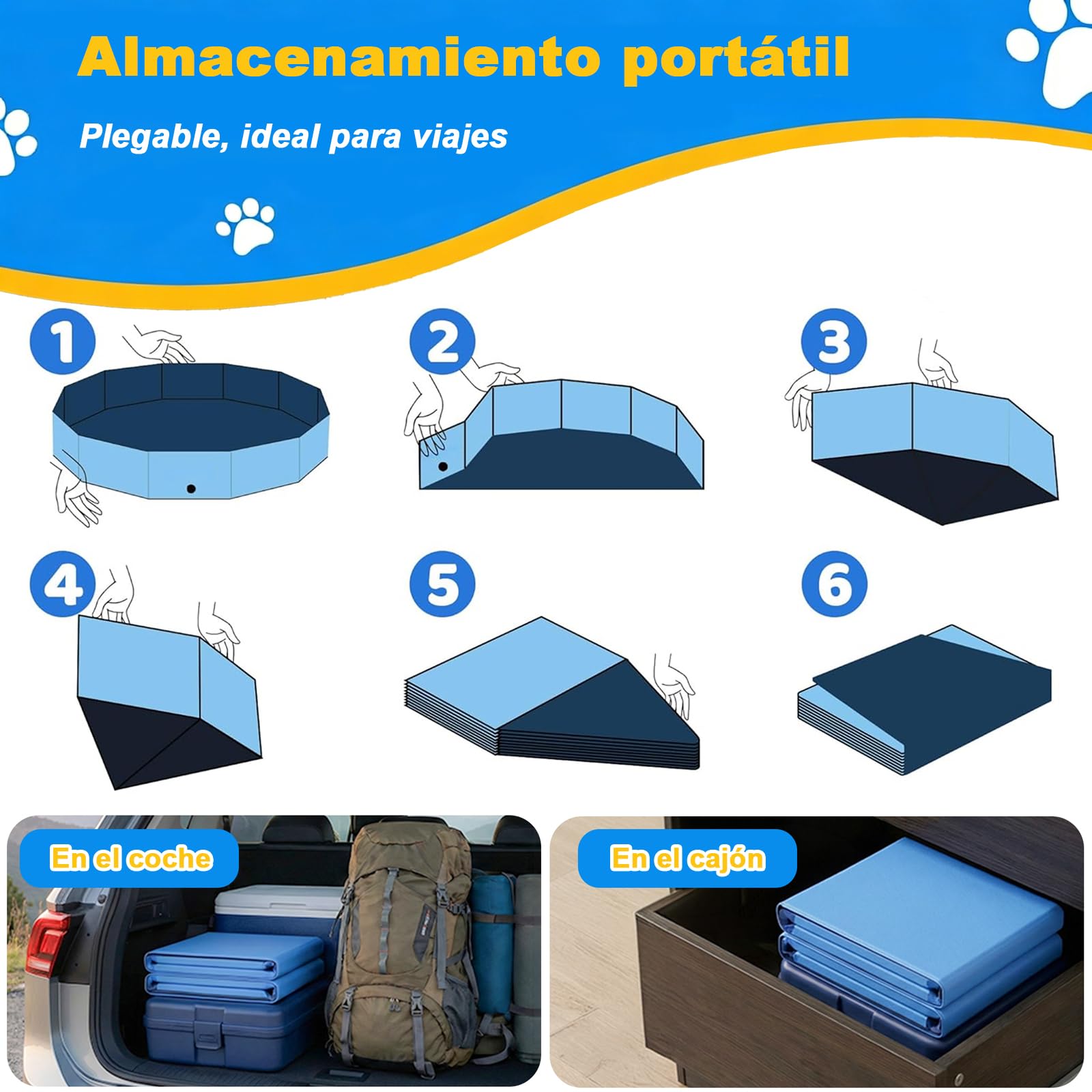 Piscina Plegable para Perros 78 x 20 cm, Base Antideslizante, Vaciado rápido, bañera para Perros, Piscina de PVC Reforzado