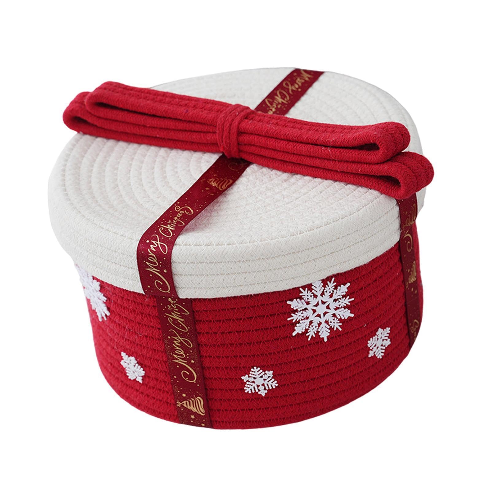 Bothyi Christmas Basket Woven Basket Decorative Cute Container Holder Storage Basket Cotton Rope Basket for Bedside Table Home Decor, Red 25x16cm