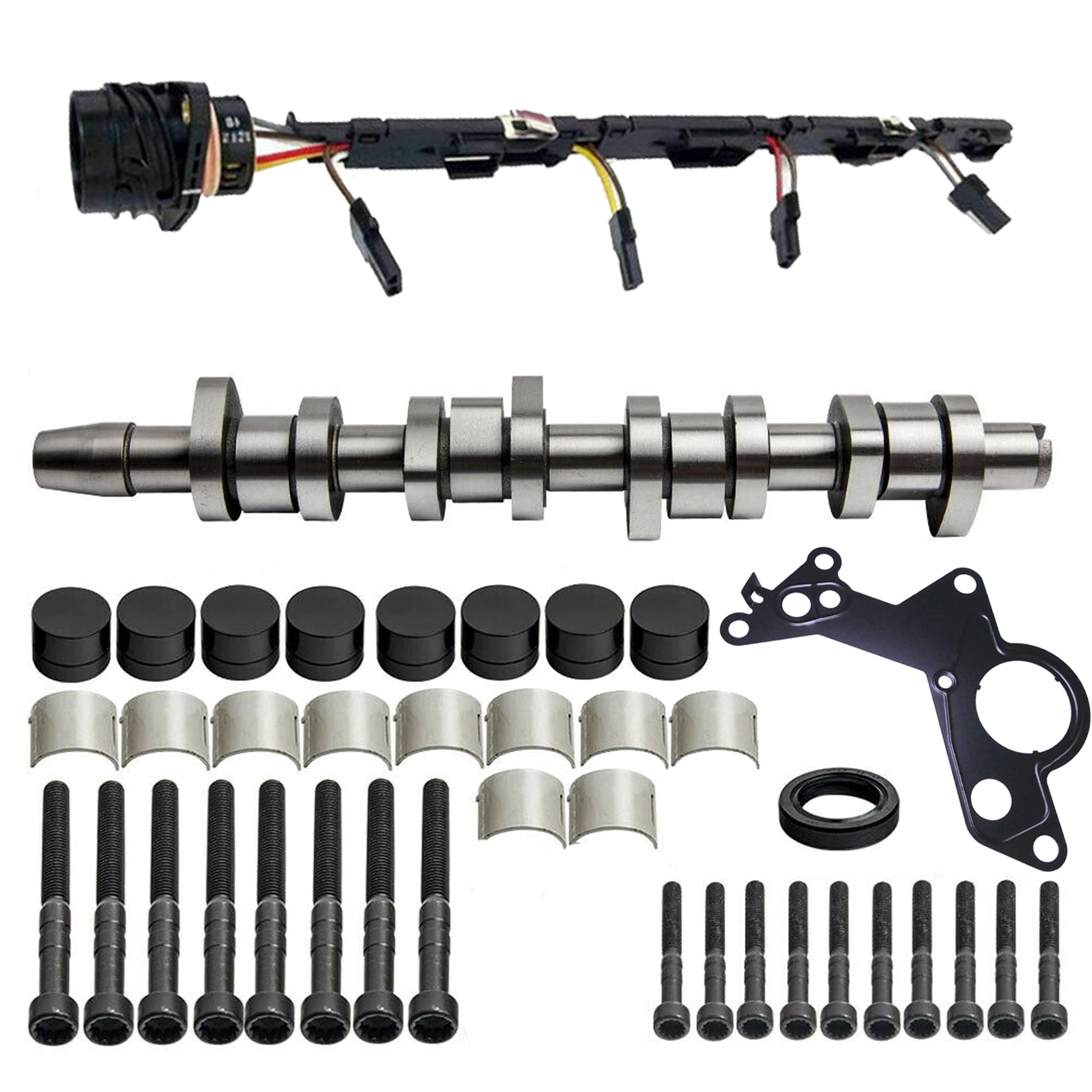 Kit Arbre à Cames AVEC Faisceau d'Injecteurs pour Moteur 1.9 TDI avec Codes Moteurs : AJM ANU ARL ASZ ATD ATJ AUY AVB AVF AWX AXB AXC AXR BJB BKC BLS BLT BPX BRU BSW BUK BXE BXF - 038109101R