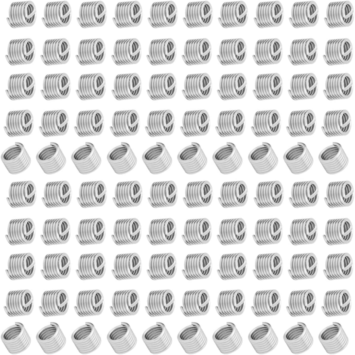 M6 Inserts 304 Stainless Steel Thread Repair Insert Assortment Kit 100 Pcs Type Screw Wire Sleeve M6x1.0x1.5D