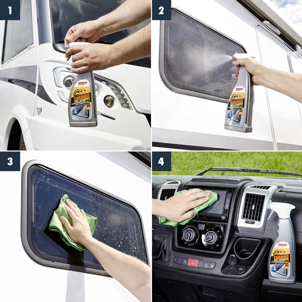 SONAX Limpiador acrílico y cristal Caravan (750 ml) suave limpieza sin rayas para cristal, ventanas de acrílico y pantallas táctiles | Número de referencia 07384000