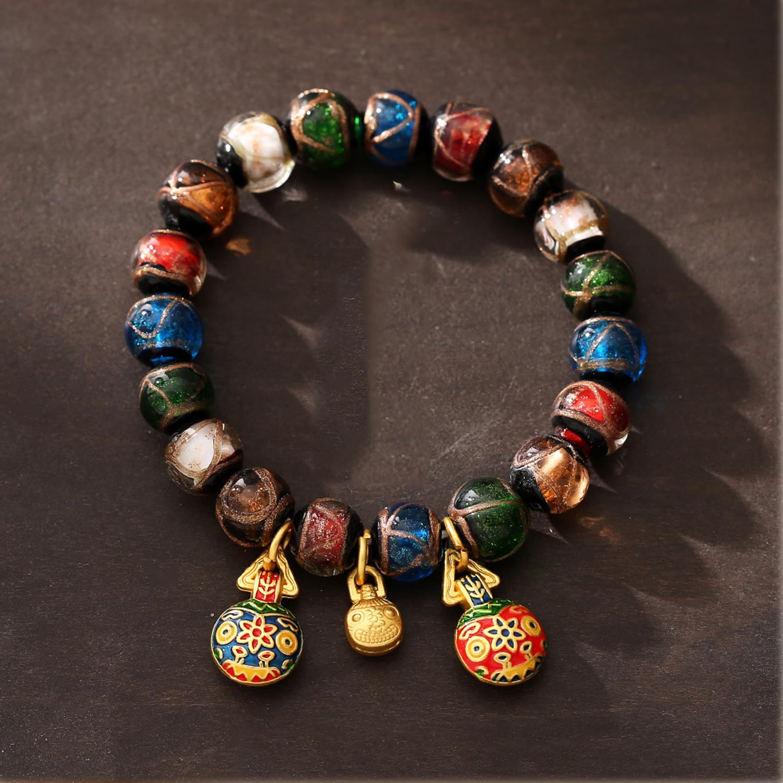 Armband Damen Unisex Multicolor Perlen Armband, Fünf-Farben Kette Für Männer Und Frauen-farbe-14mm