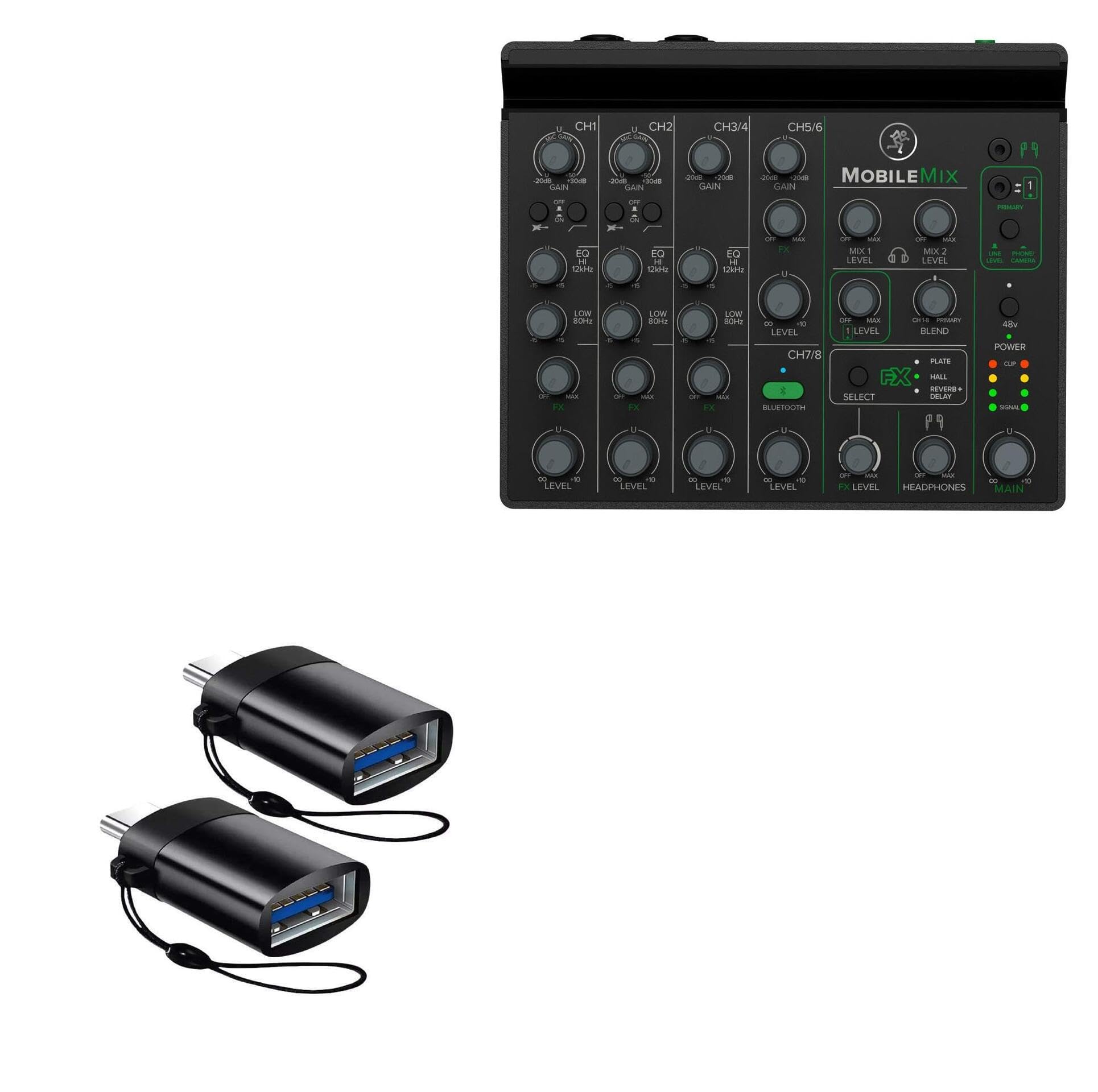 BoxWave Cable Compatible with Mackie MobileMix 8-Channel Live Sound and Streaming Mixer - USB-C to A PortChanger (2-Pack), USB Type-C OTG USB Portable Keychain - Slate Black