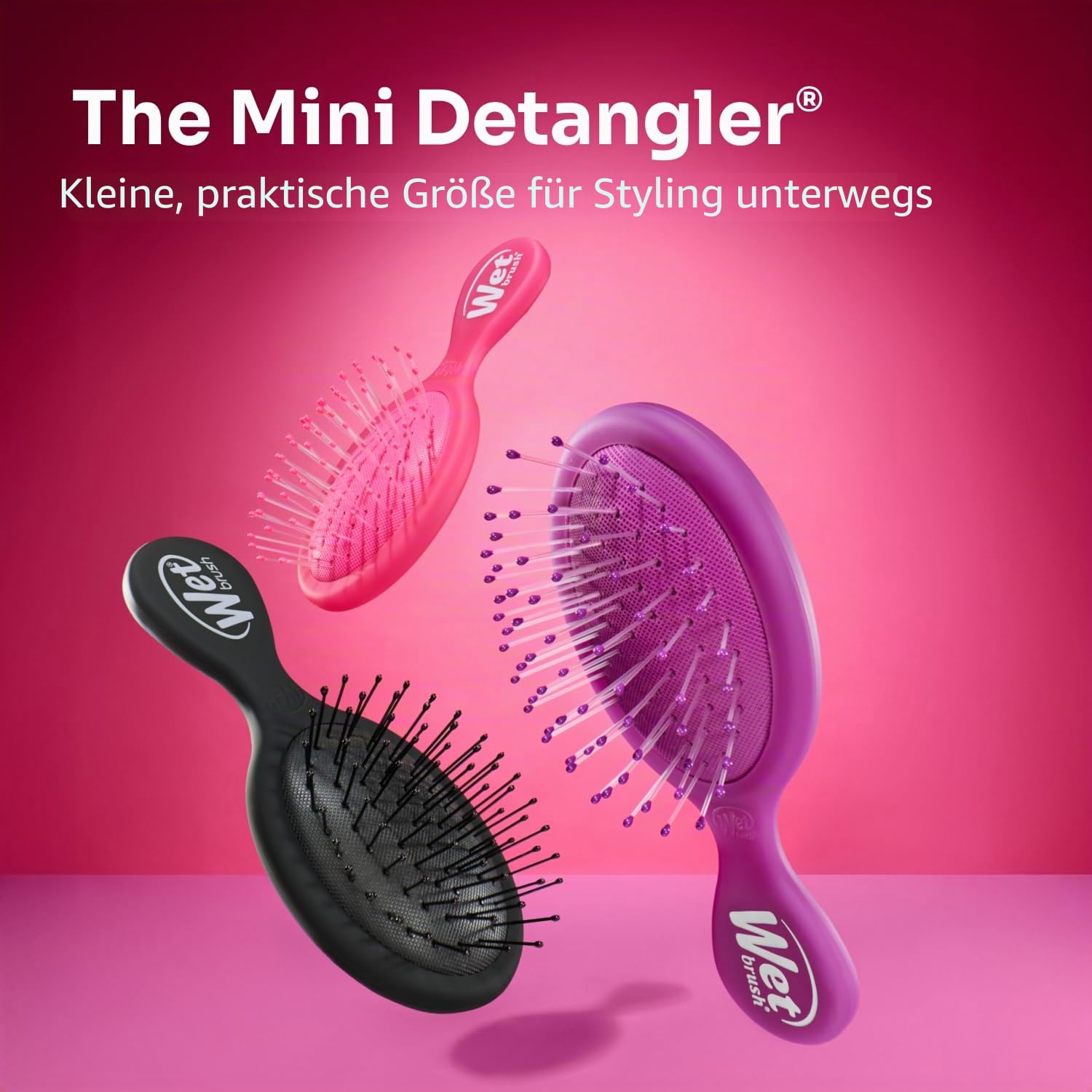 Wet Brush Mini Entwirr-Bürste, Pink Frost – Entwirr-Bürste für unterwegs – Ultra-weiche IntelliFlex-Borsten gleiten mühelos durch Knoten – Schmerzfrei – Für alle Haartypen