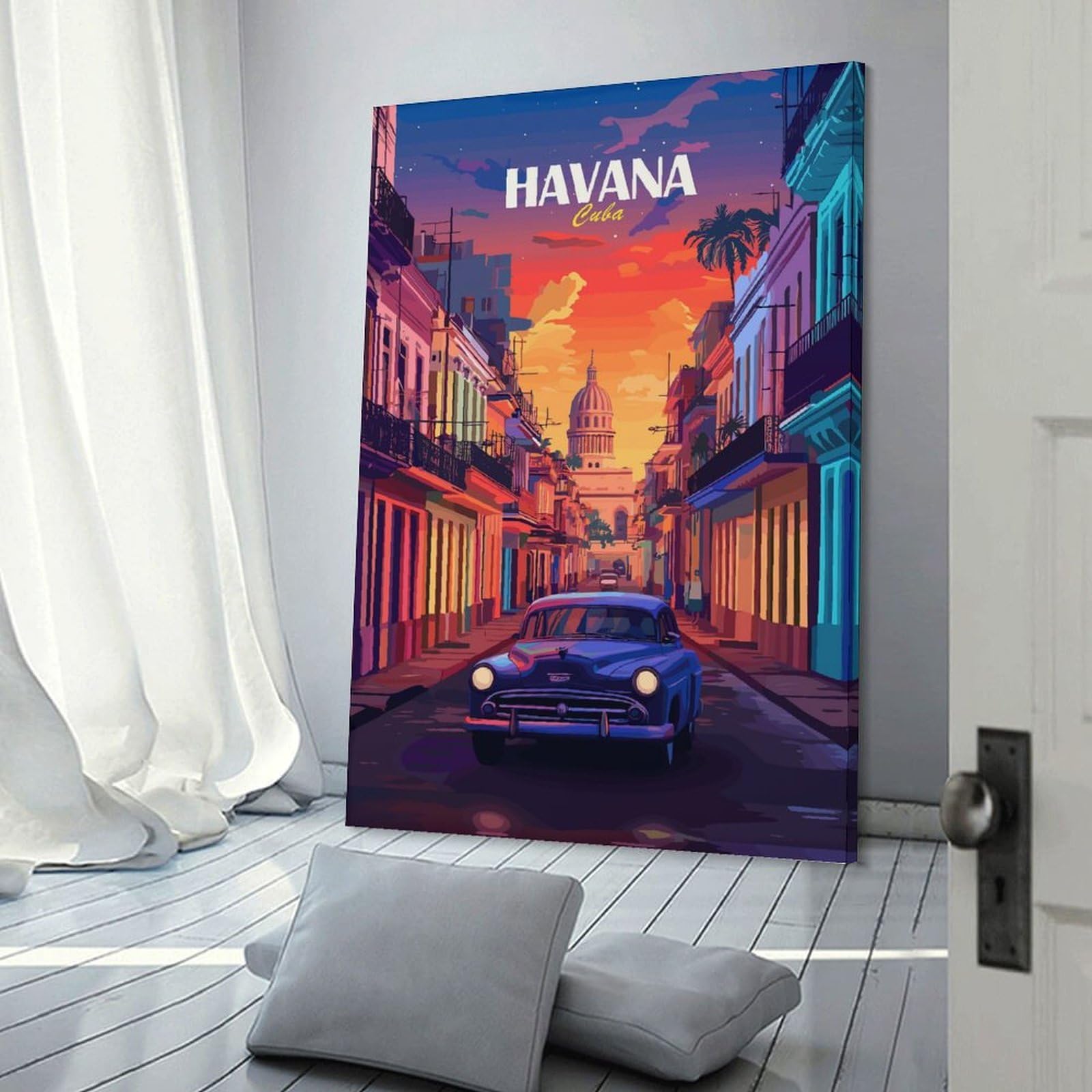 Junmoney Room Decor Wall Art Havana Cuba Vintage Travel, 20x30inch(50x75cm), for Workspace Walls, Study Corners Or Bedrooms, A Smart Decor Choice for Study Walls