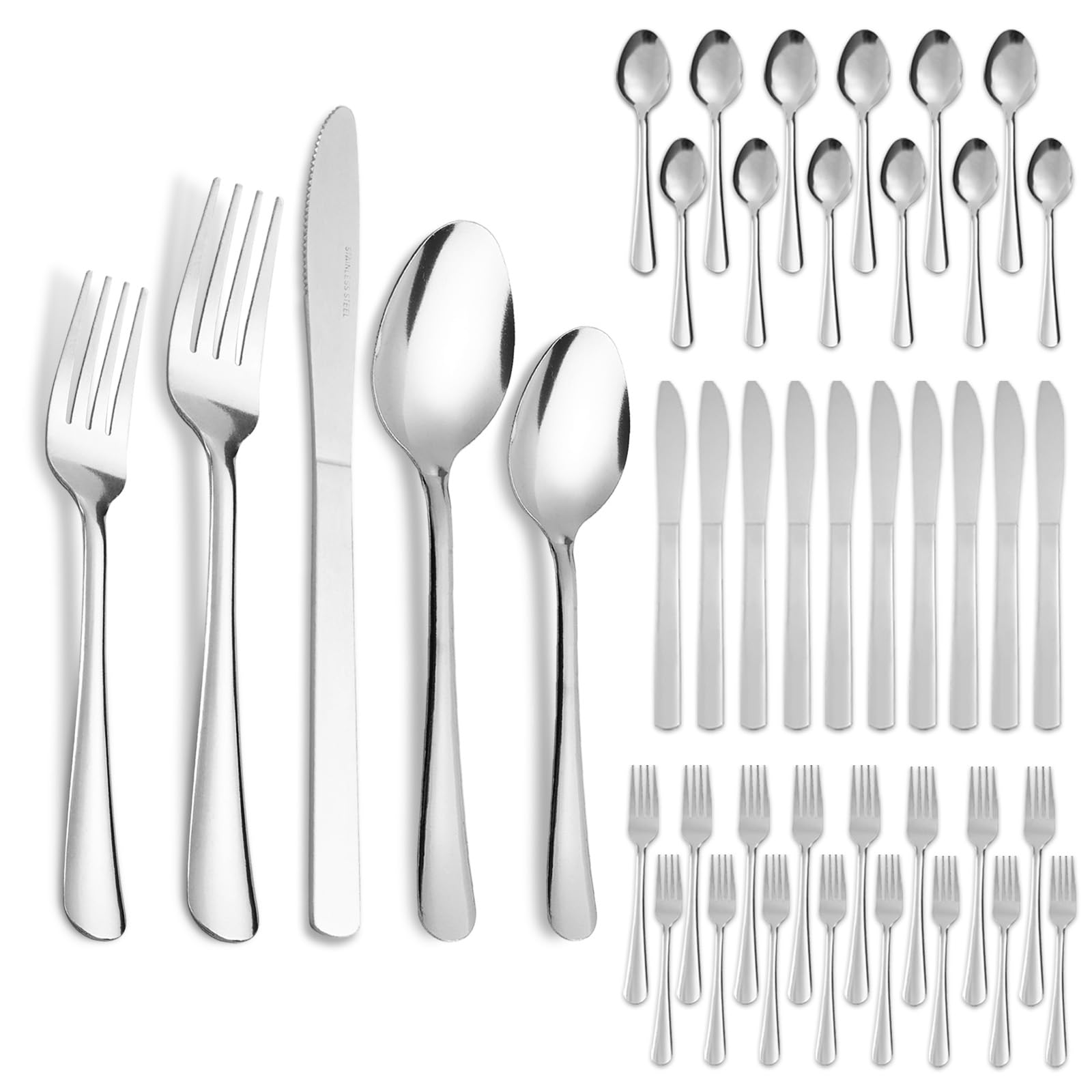 120PCS Windsor Silverware Set - Stainless Steel Silverware Set for 24 Kitchen Flatware Set Cutlery Set For Home Restaurant Hotel, Kitchen Dishwasher Safe Utensils Set Weddings, Parties, Gifts
