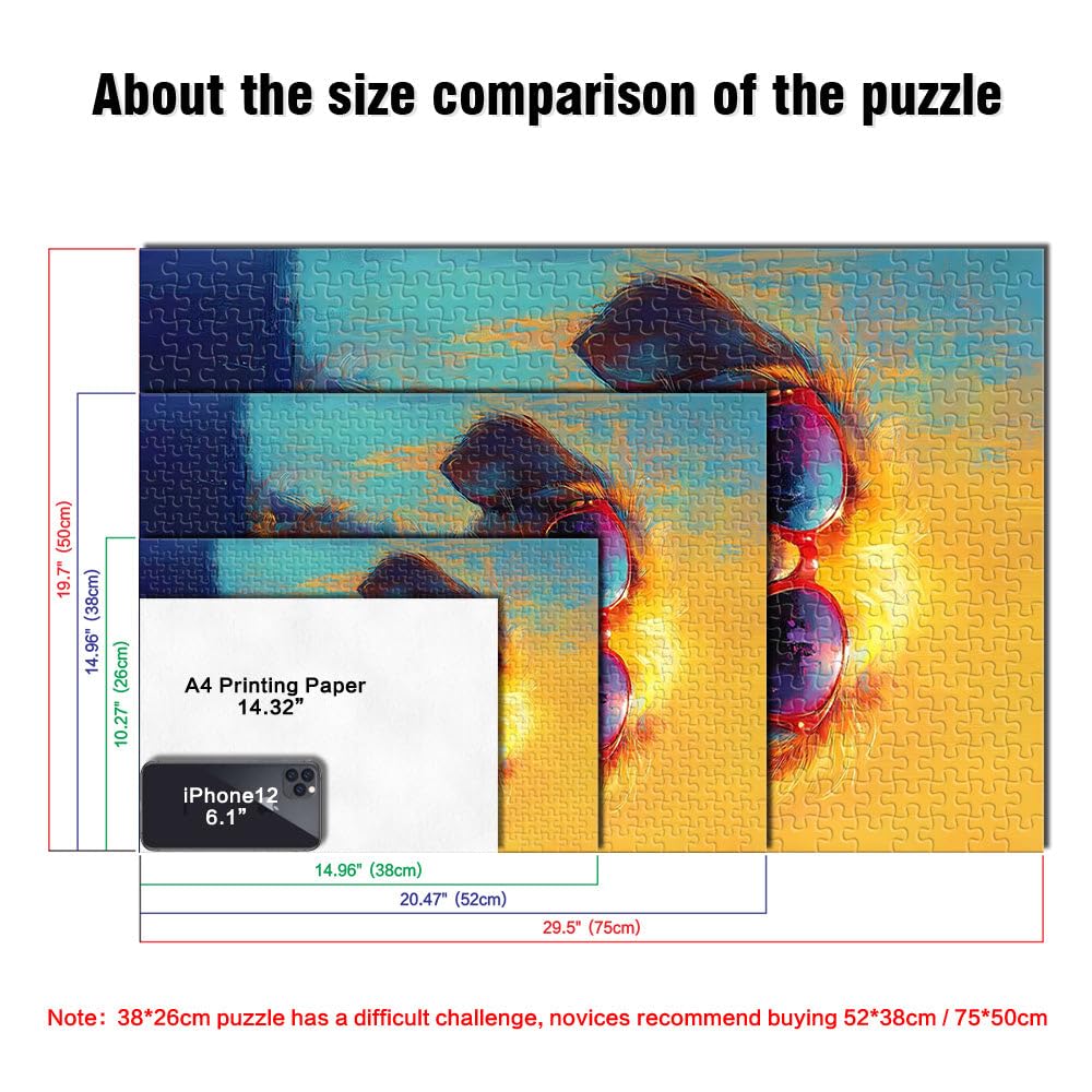 Chien Cool avec des Lunettes de Soleil Puzzle 2000 pièces pour Adultes Jeu de Quiz est idéal comme Cadeau pour Toute la Famille 70x100cm