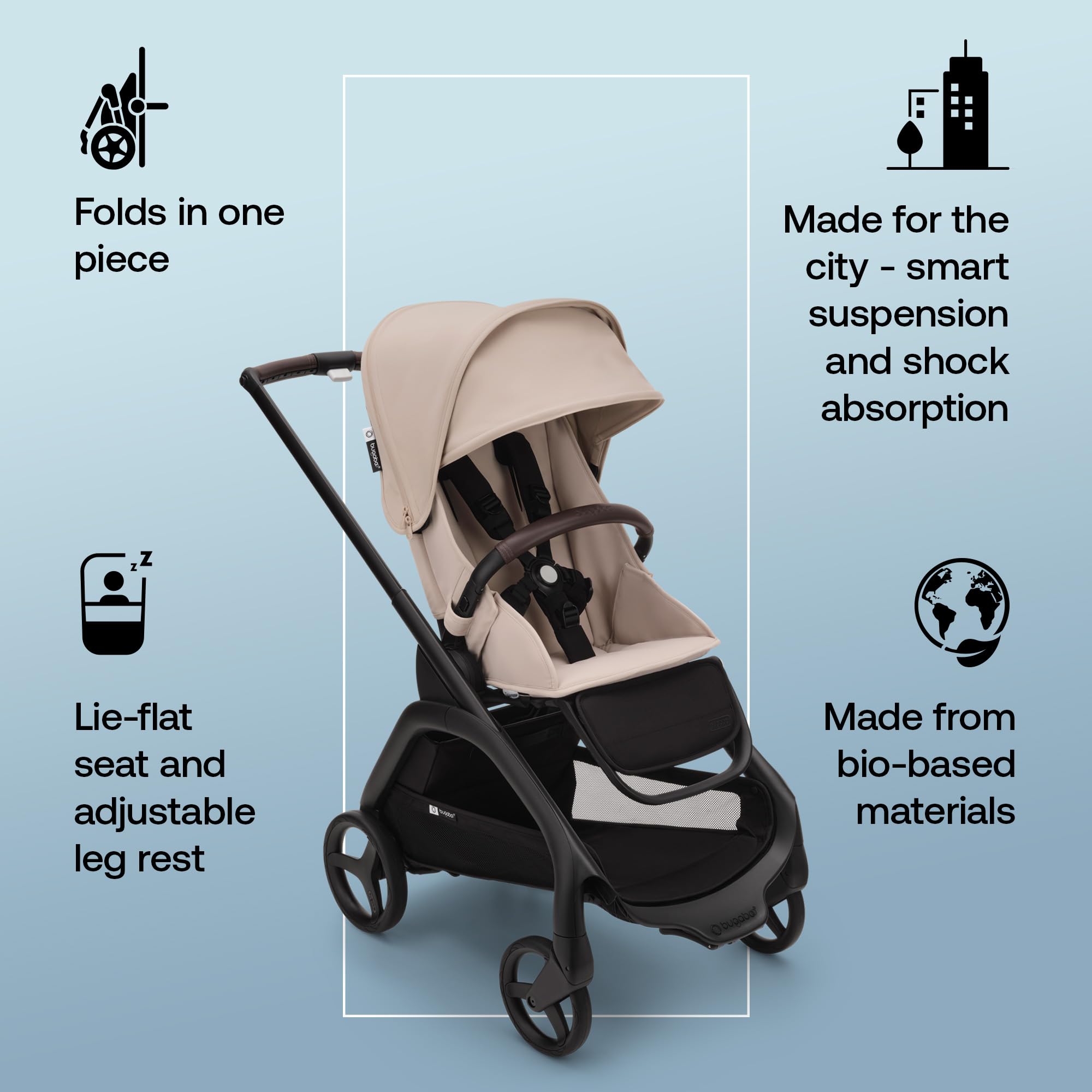 Bugaboo Dragonfly City Pushchair, Lightweight Compact Baby Stroller