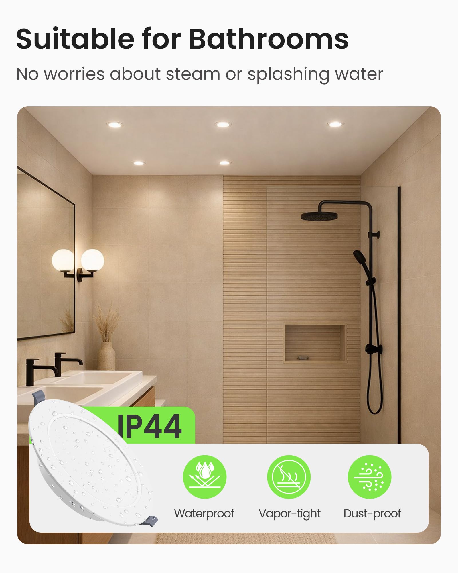 ALUSSO Faretti LED da Incasso per Cartongesso, 15W 230V Bianco Caldo 3000K Bianco Neutro 4000K Freddo 6500K Regolabili IP44 ultrasottili 26mm Rotondi Bianco Luci da Incasso per Bagno Cucina, Set di 6
