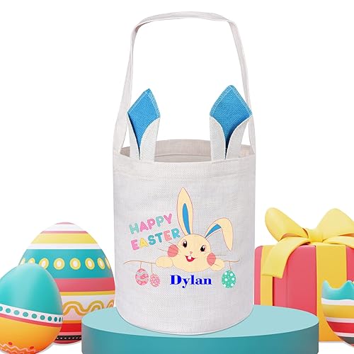 Touber Cesta de Pascua personalizada, cestas de Pascua para niños, cestas de conejo de Pascua, regalos de Pascua personalizados para niños, cesta de