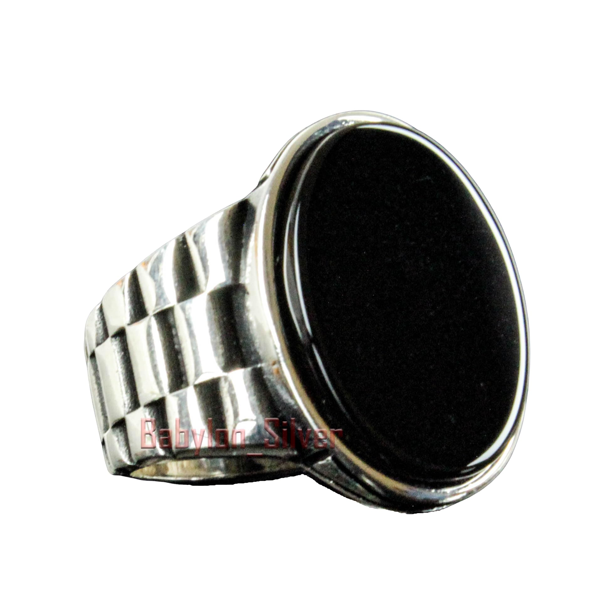 Genuine Solid 925 Sterling Silver Black Onyx Ring for Men