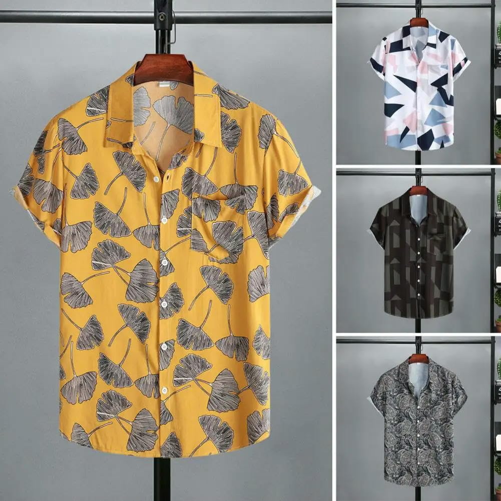 Hawaiian Shirts Camicia A Maniche Corte con Stampa Floreale Camicia per Vacanza Hawaiane per Uomini Morbidi Maniche Corte Sciolte