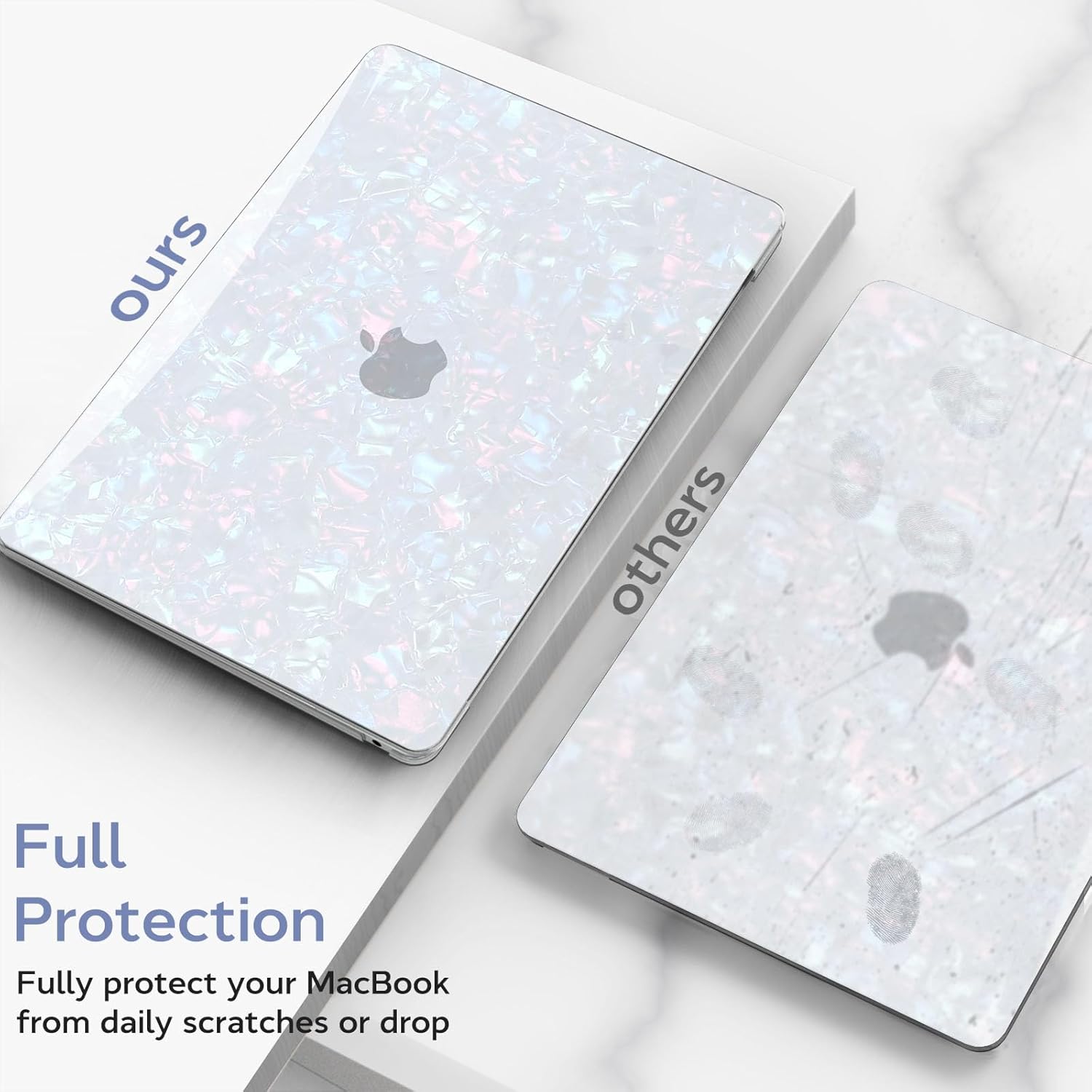 B BELK Compatible with MacBook Air 13 inch Case 2022 2021 2020 2019 2018 M1 A2337 A2179 A1932, Plastic Laptop Hard Shell +Keyboard Cover +Screen Protector for MacBook Air 13.3 inch Case, Shiny Pearl