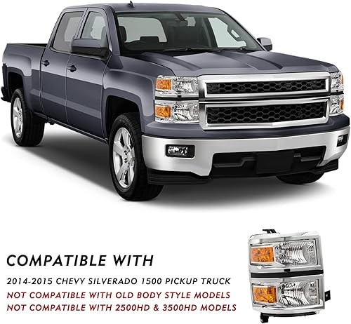 Miniatura 4 de Se adapta a camionetas Chevy Silverado 1500 2014 2015 estilo halógeno OE faros delanteros de repuesto para faros delanteros de fábrica, faros
