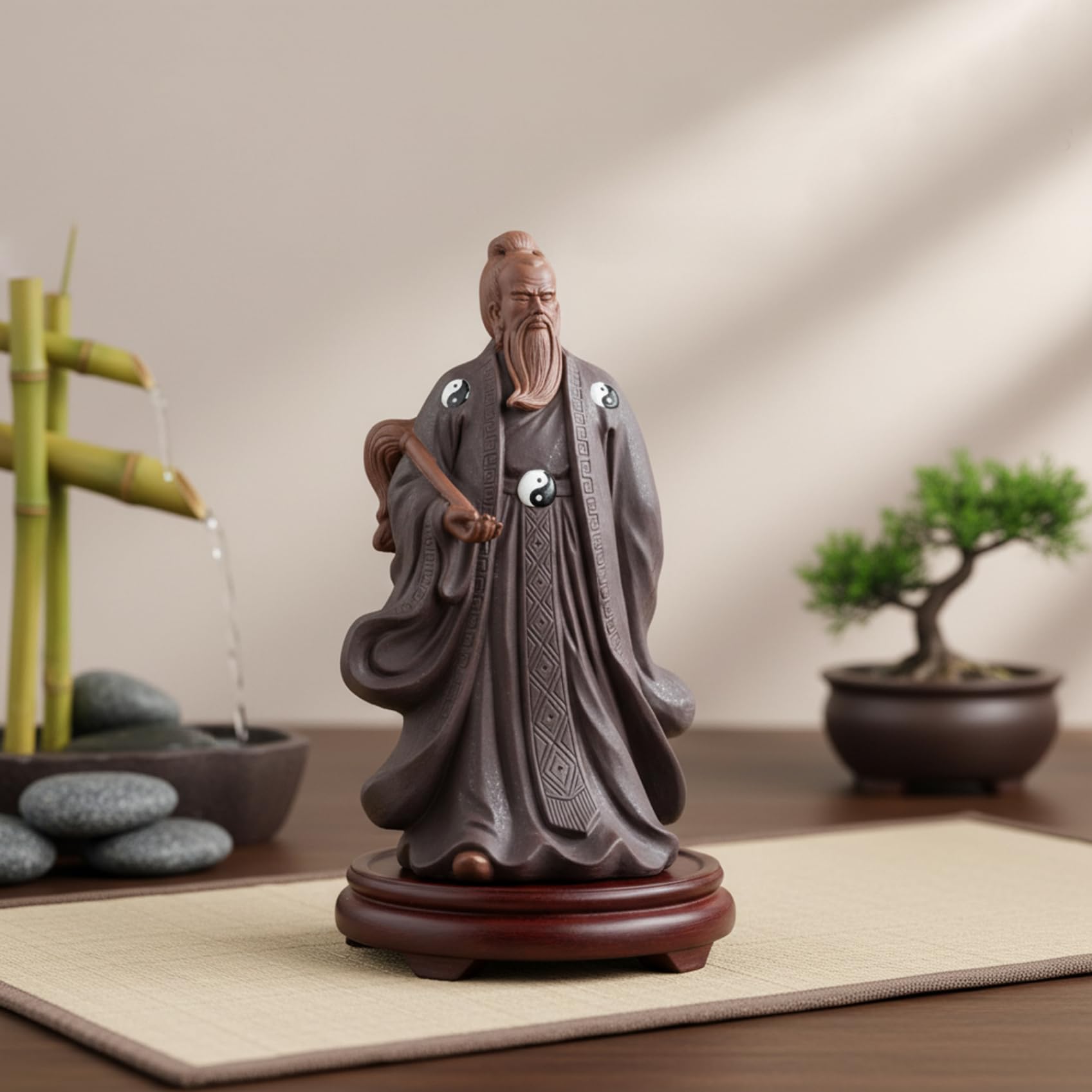 Statue zen decor maison et sculpture chinoise en argile