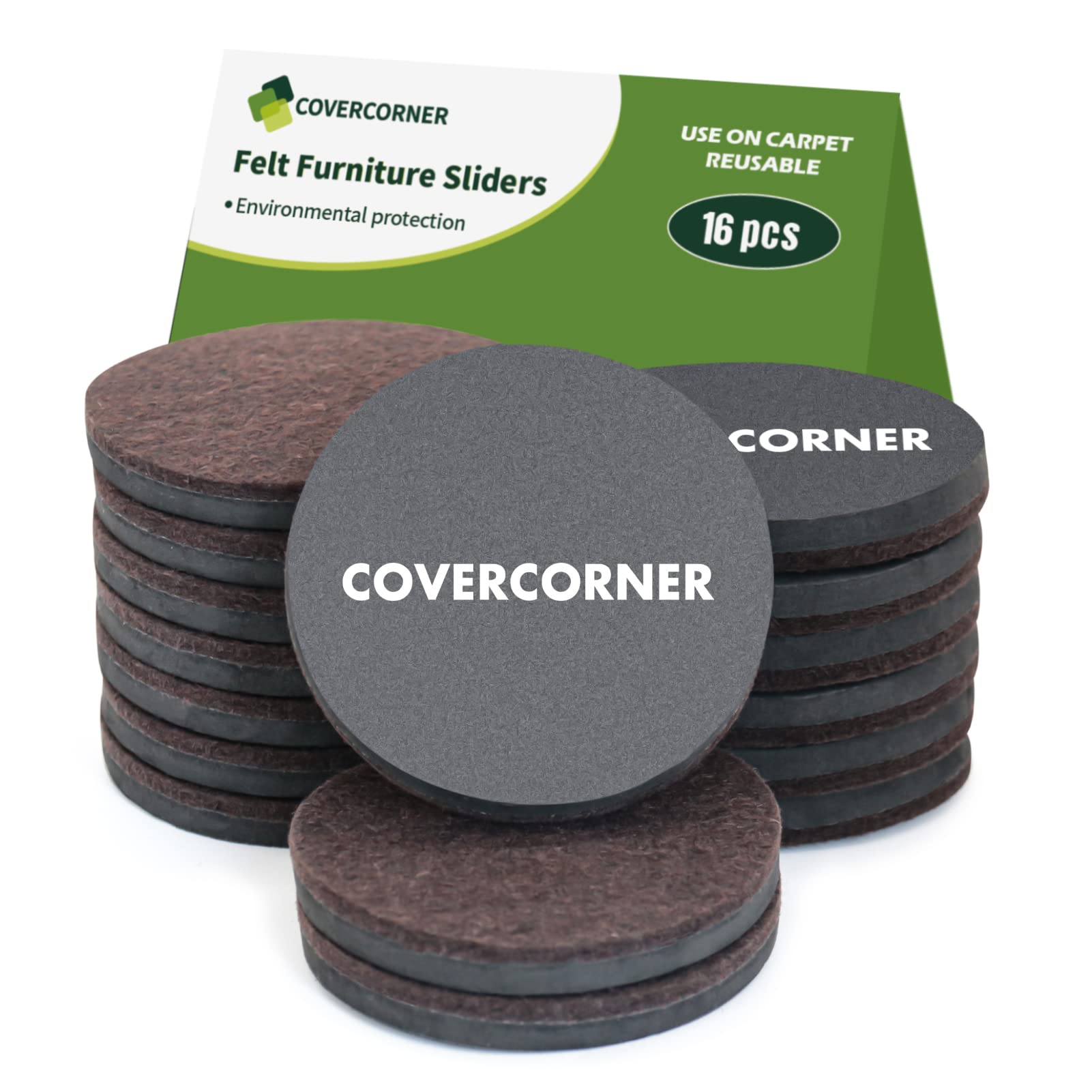 Furniture Sliders for Hardwood Floors 16 PCS - 3 1/2 inch Sliders for Moving Furniture – Felt Furniture Pads for Hardwood Floors Brown