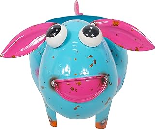 Continental Art Center Hand Painted & Enameled Metal Sheep Pot/Planter/Holder -Lawn & Garden DÃ‰COR, Blue, (CAC18145)