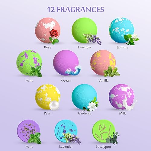 Miniatura 3 de Set de regalo de bombas de baño para mujer, 9 bombas de baño + 6 vaporizadores de ducha + 1 diadema de spa, bombas de baño de burbujas orgánicas