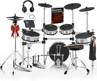 Acoustic-Style Electric Drum Set: Independent 16'' Wooden Double Pedal Bass Drum and 12'' Snare, Triple-Zone Ride Cymbal, Standalone Hi-Hat, Full Mesh Pads, 460 Sounds, USB MIDI (B-CORE543D)