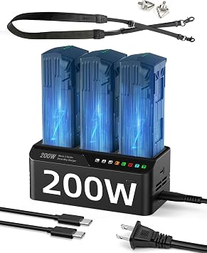 200W Mavic 3 Series Battery Charging Hub for DJI Mavic 3/Pro/Classic/Cine Battery,Remote Controller,Charging Hub with Lanyard for DJI RC/RC 2/RC Pro Controller Accessories