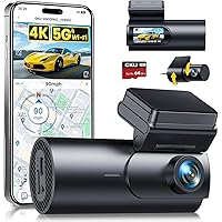 GKU 4K Dash Cam Auto, 5GHz WiFi e GPS