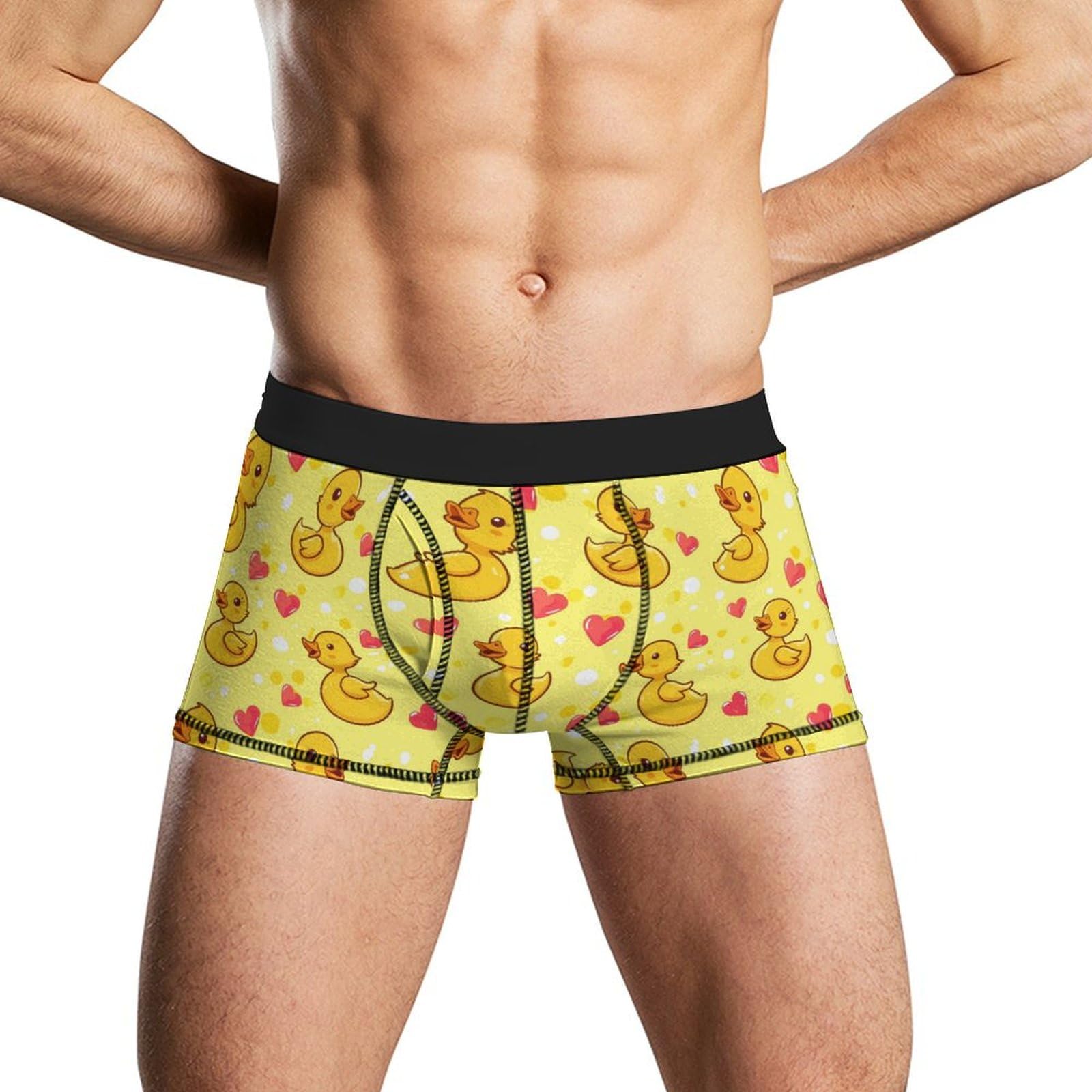 Fwjzdsp Unisex As Pic Cute Rubber Duck Men's Boxer Briefs Soft Underwear Breathable Trunks With Waistband