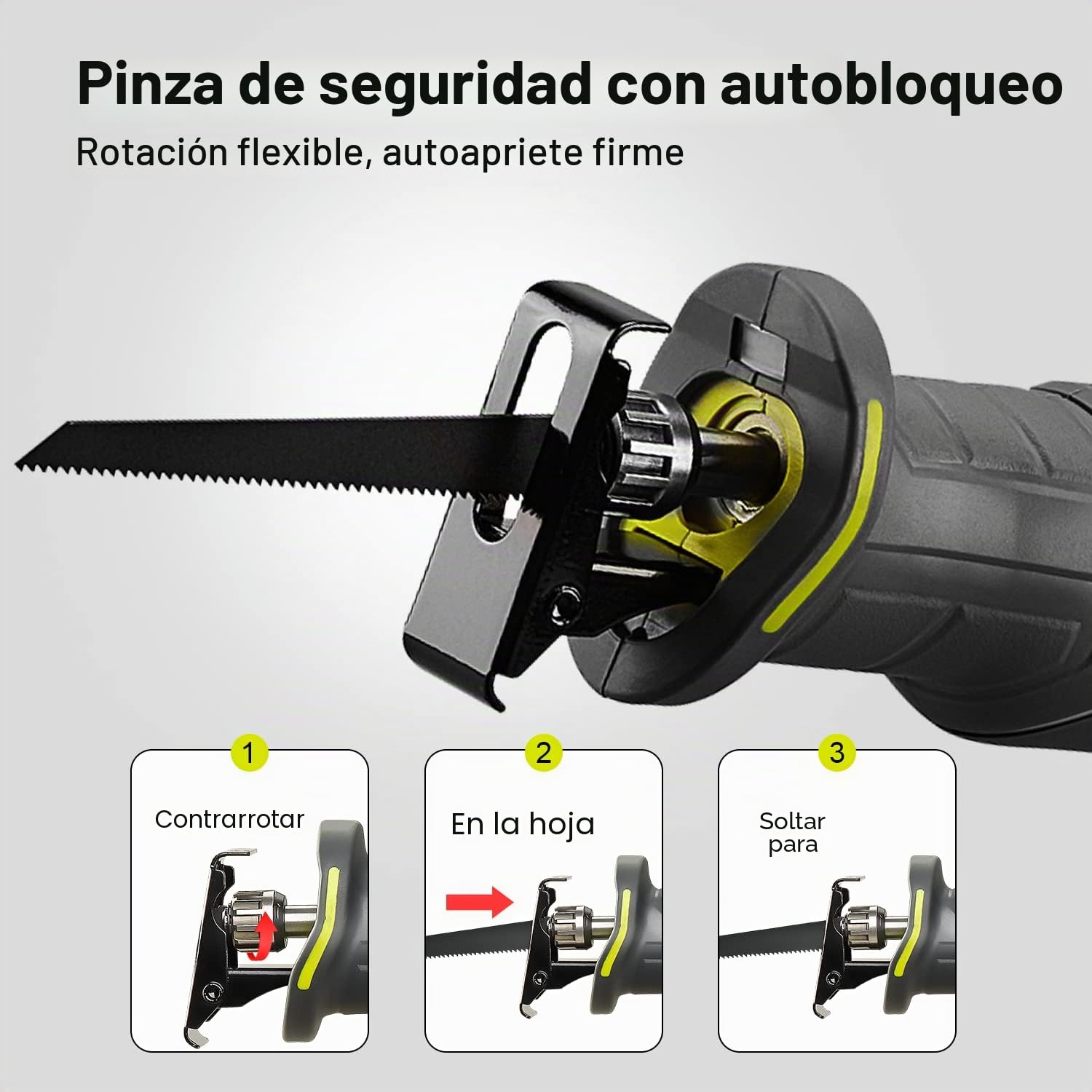 DEWINNER Sierras alternas inalámbricas Sierra compacta de 20 V 2,0 Ah con batería de iones de litio y cargador de 2 palas, velocidad variable, 22 cm, longitud de carrera, reemplazo de hoja sin