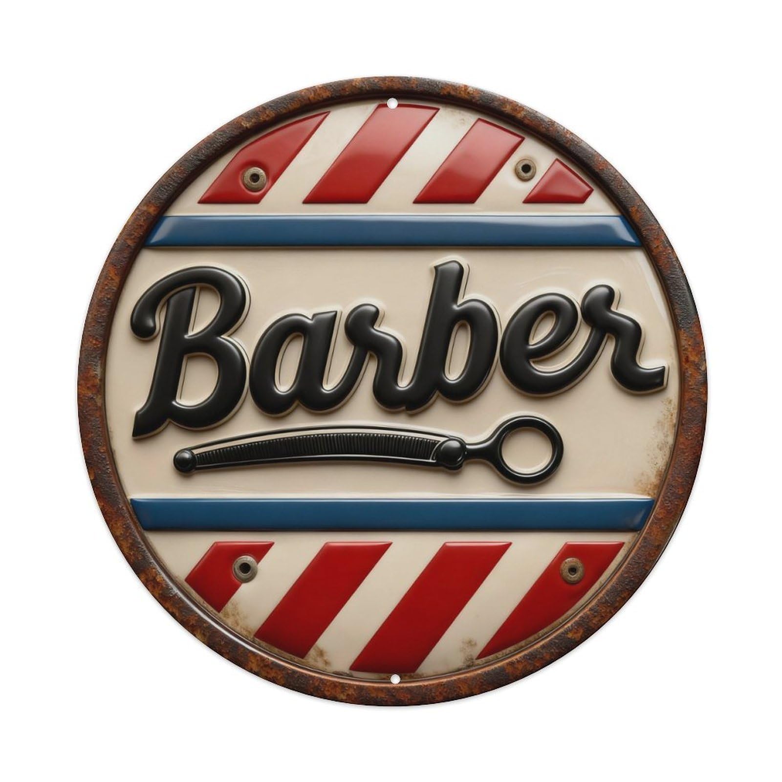 Zlatcbu Vintage Barber Service Notice Sign Metal Tin Sign Retro Wall Art Poster, Decor For Home Living Room Bar Cafe Garage, 8X8 Inch