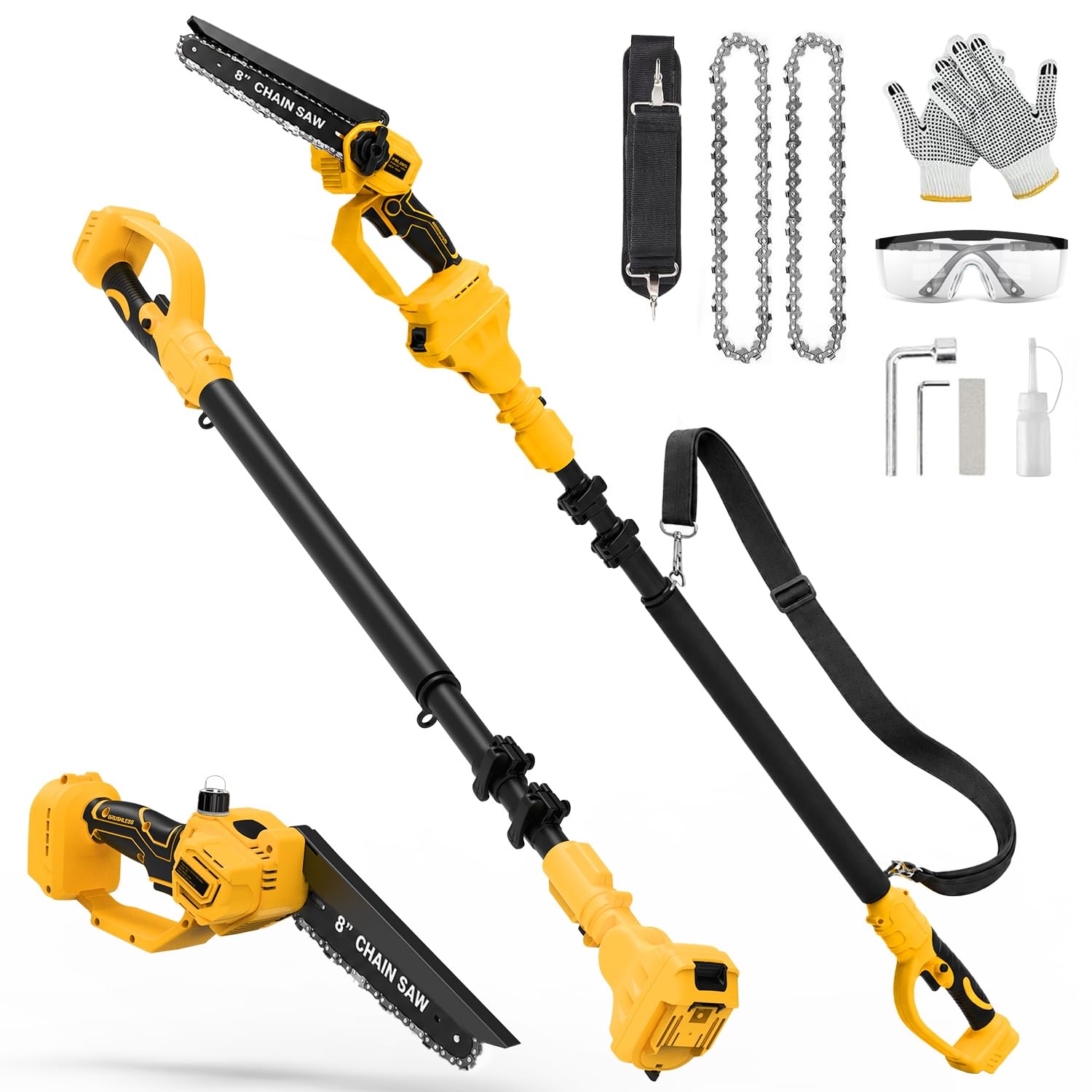 2-in-1 Cordless Pole Saws for Dewalt 20V Battery (Battery not included) | 8 Inch Brushles…