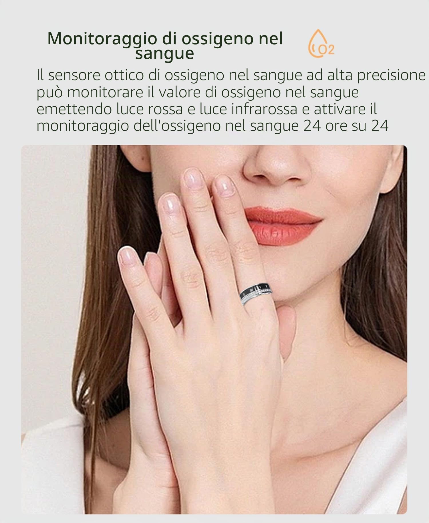 Anello intelligente per la salute IP68, fitness tracker con monitoraggio del sonno, frequenza cardiaca, pressione sanguigna, ossigeno, contapassi