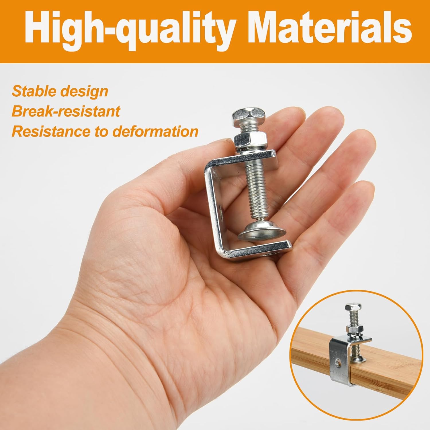 6 Pack Stainless Steel C Clamp - 1-3/16 Inch Small C Clamp Set, Heavy Duty Metal C Clamps Mini Tiger G-Clamp Adjustable U Clamps with Stable Wide Jaw Opening for Fixed Woodworking and Welding Mounting