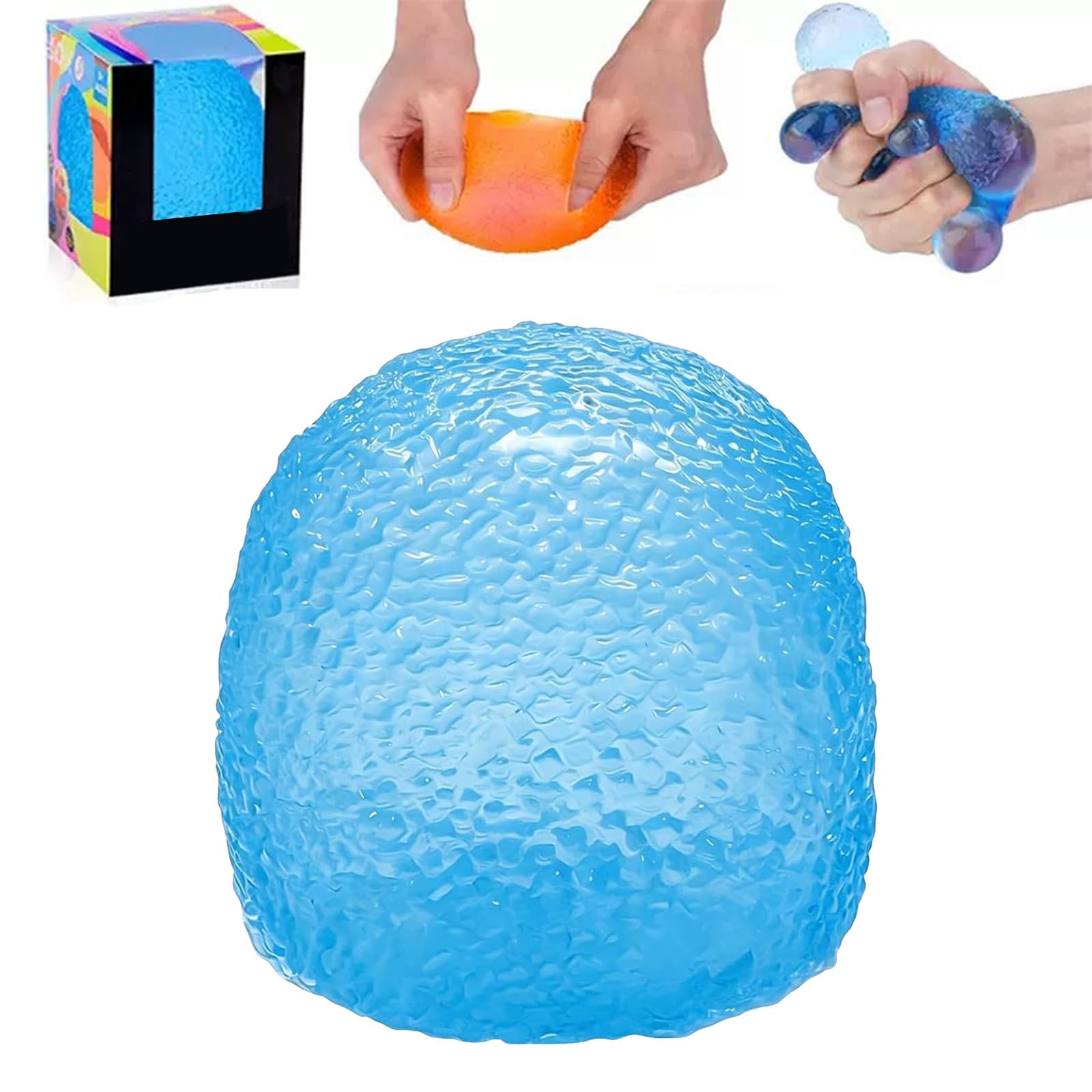 Gumdrop Squishy Stress Balls, Fidget Toys for Kids, Textured Stress Balls for Autism, Durable Stress Relief Toys, Hand Exercise Stress Ball Toys for Adults & Kids, Anxiety, Tension and Stress (Blue)
