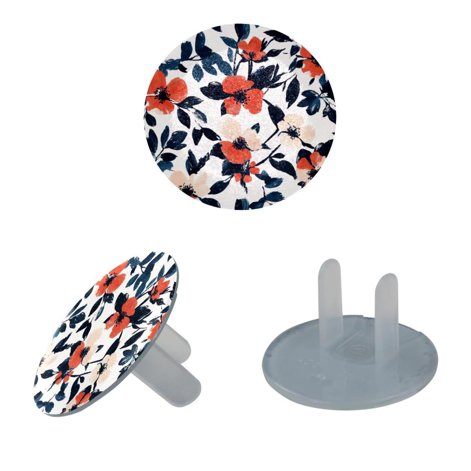 12 Pack Childproof Outlet Covers Watercolor Flower Safety Socket Protection Caps for 2-Prong Power Wall Plates