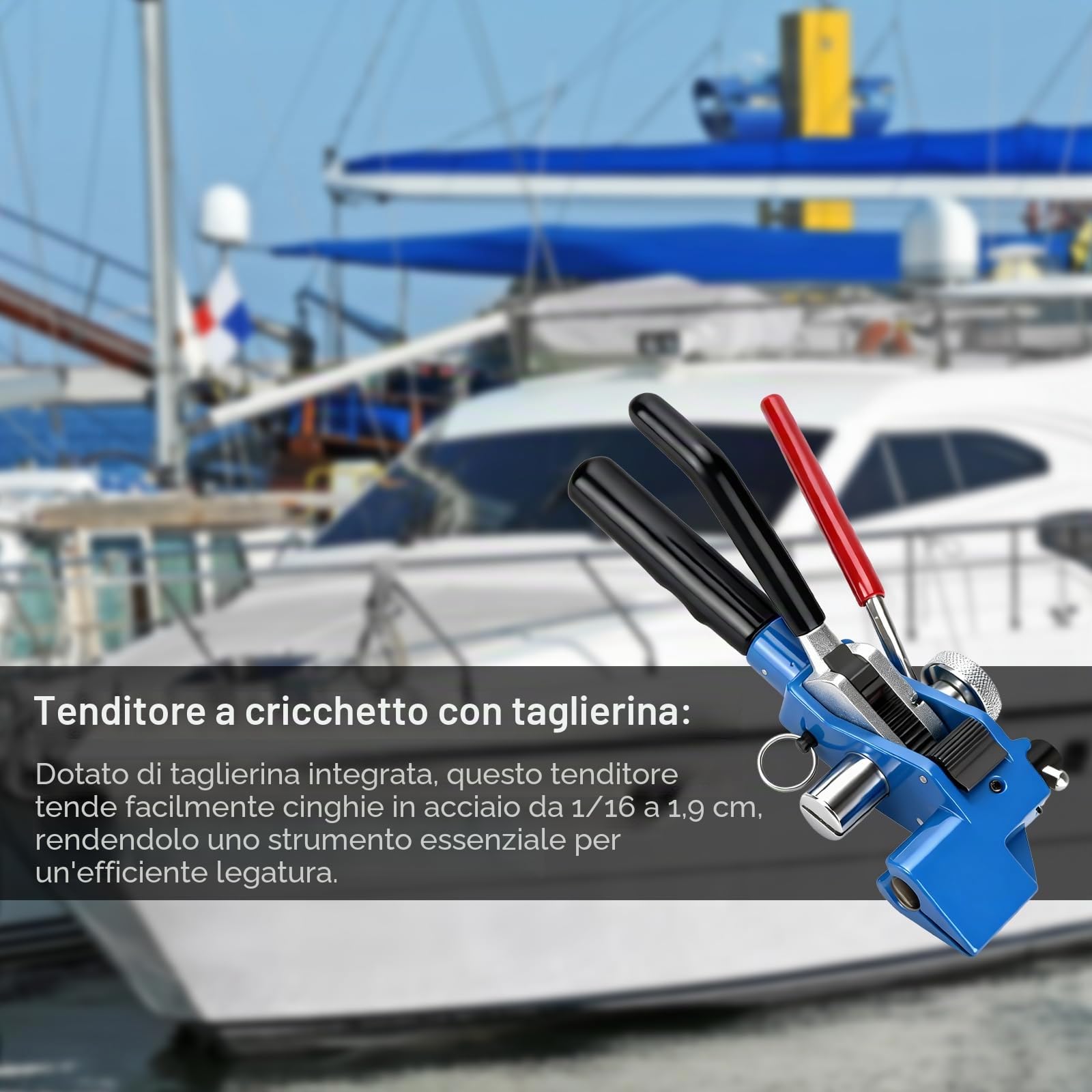 Pistola per Fascette in Metallo, Pinza per Fascette in Acciaio Metalliche Tenditore a cricchetto Attrezzo per fascette stringicavo portatile Strumento di Tensionamento e Taglio Regolabile