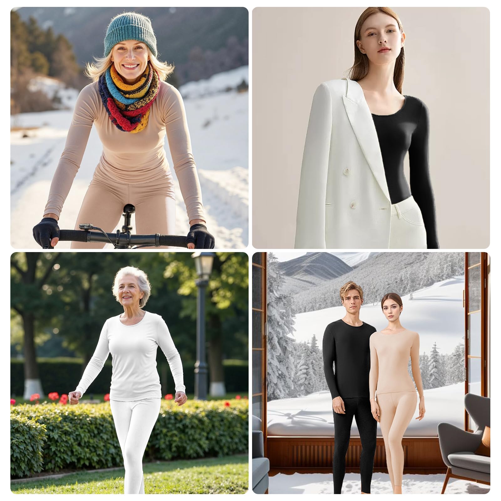 Channo Ensemble sous-Vêtements Thermiques Femme: Haut Manches Longues et Pantalon Doux Légers en Polaire Respirants Idéals pour l’Hiver